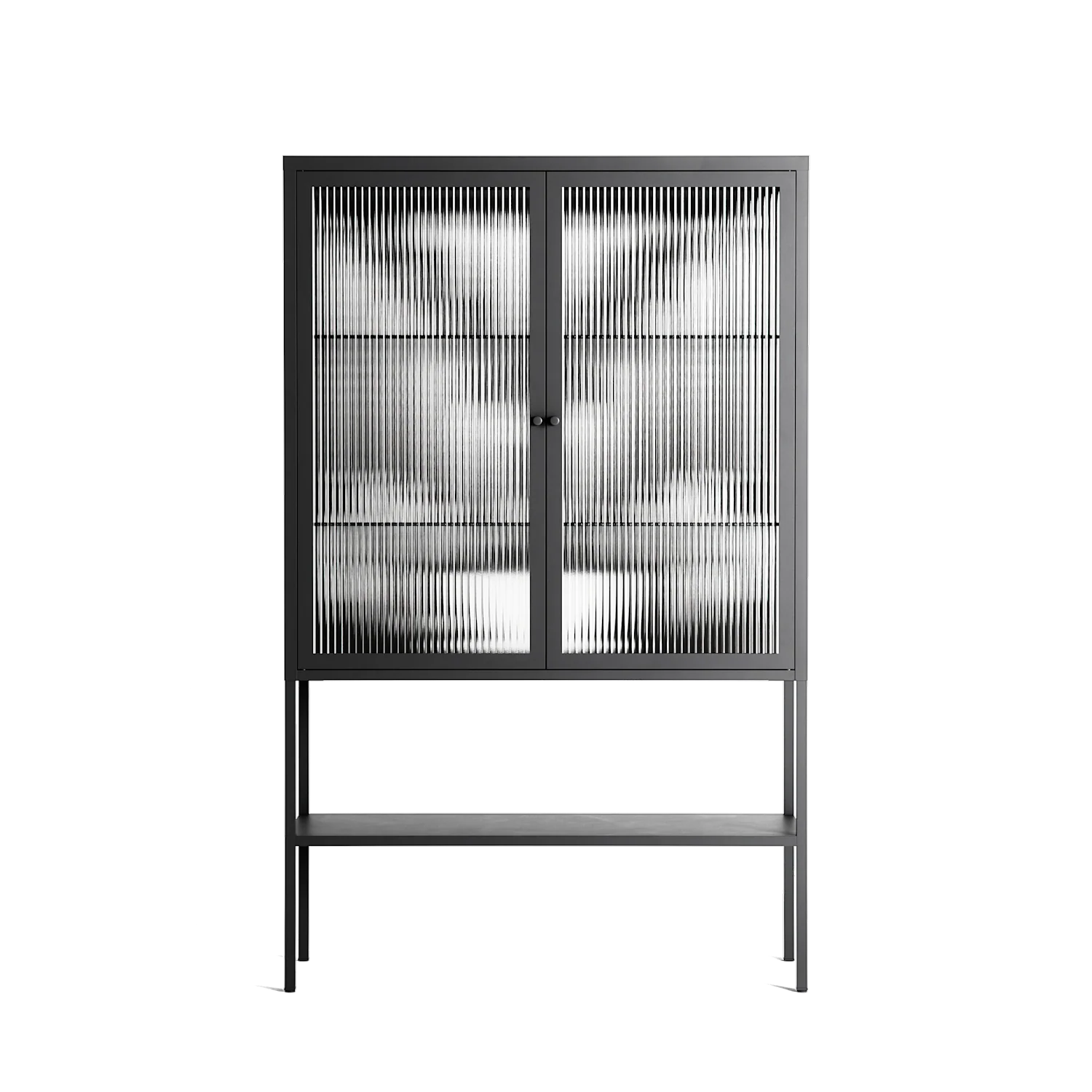 White Fern - Loft Cabinet - Konrad Blaszczyk - Antracite - Reeded glass