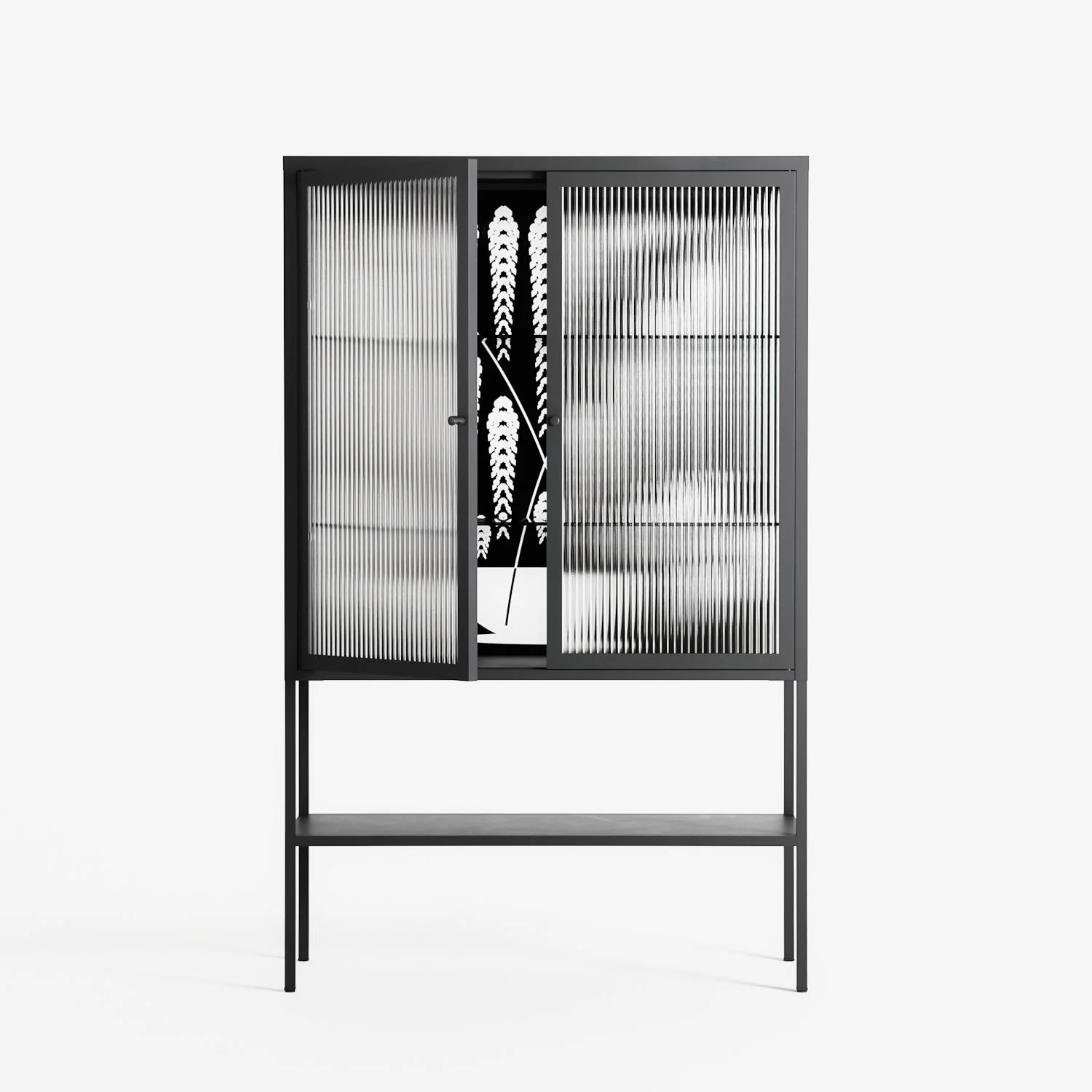 White Fern - Loft Cabinet - Konrad Blaszczyk - Antracite - Reeded glass - Image 2