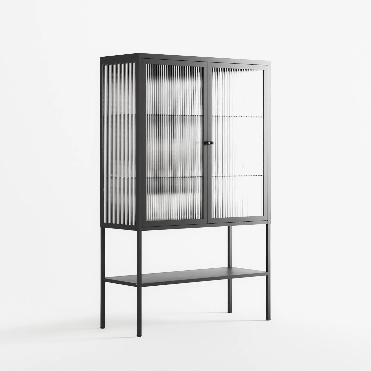 White Fern - Loft Cabinet - Konrad Blaszczyk - Antracite - Reeded glass - Image 4