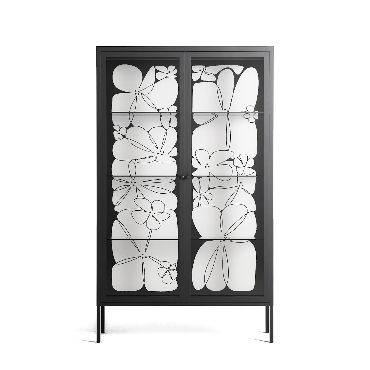 White Flowers - Cabinet - Konrad Blaszczyk - Antracite - Clear glass