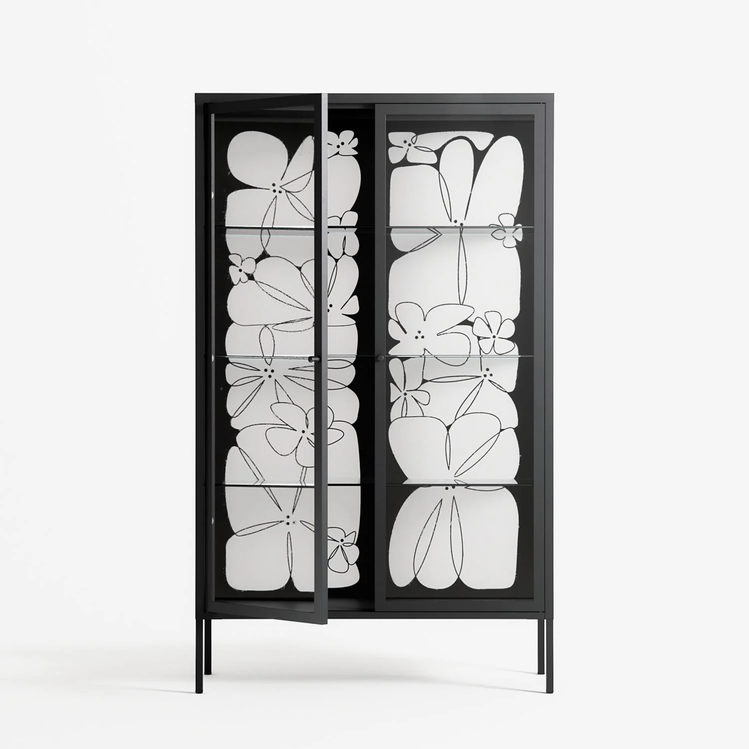 White Flowers - Cabinet - Konrad Blaszczyk - Antracite - Clear glass - Image 2