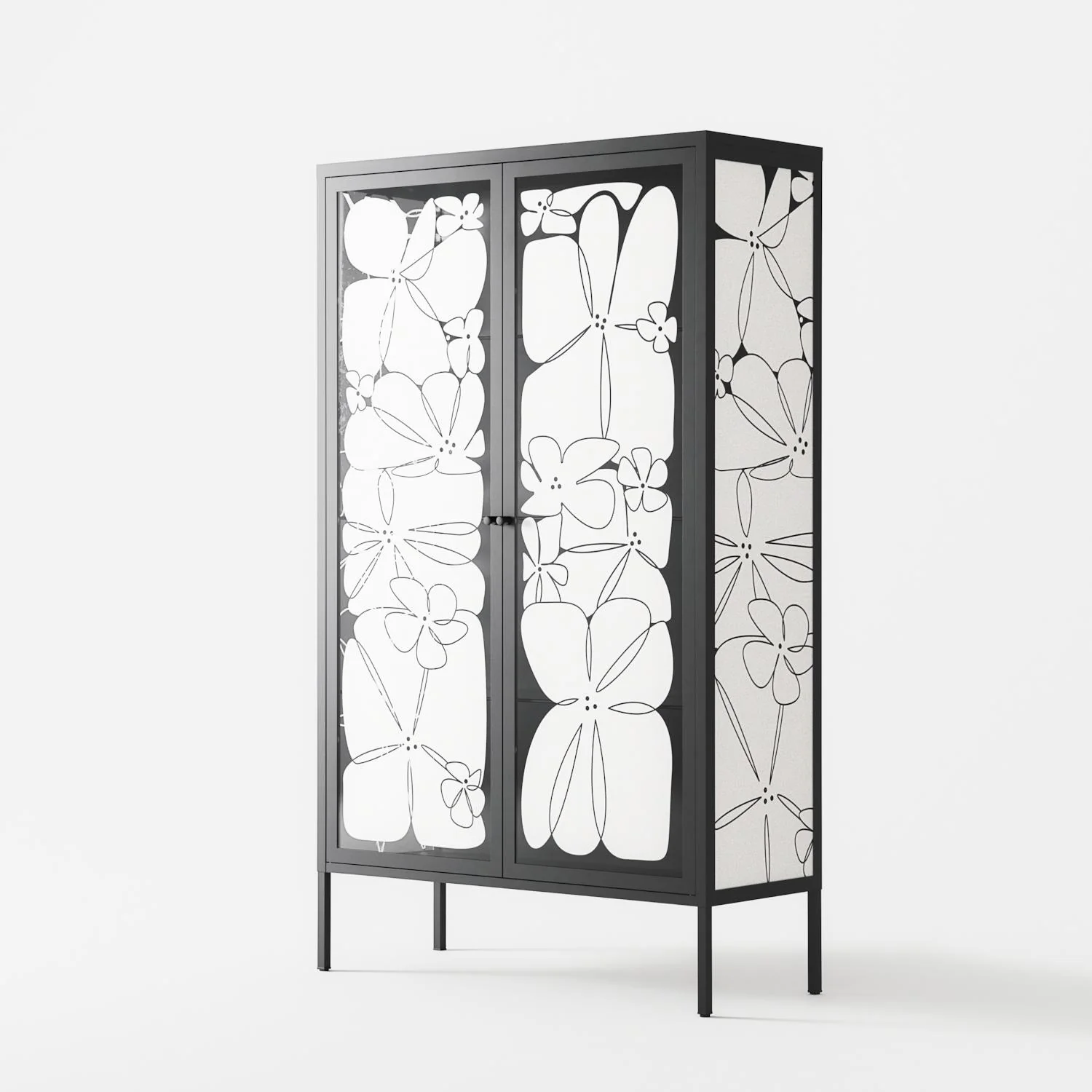 White Flowers - Cabinet - Konrad Blaszczyk - Antracite - Overlay Glass - Image 2