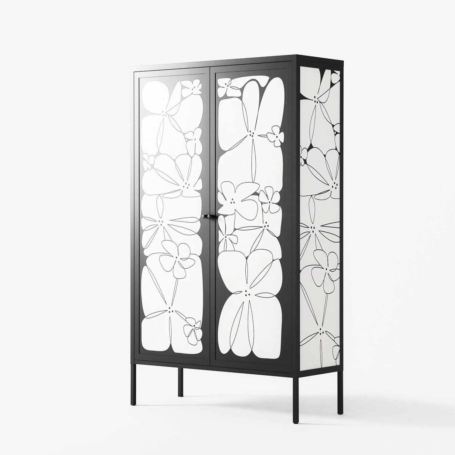 White Flowers - Cabinet - Konrad Blaszczyk - Antracite - Overlay Metal - Image 2