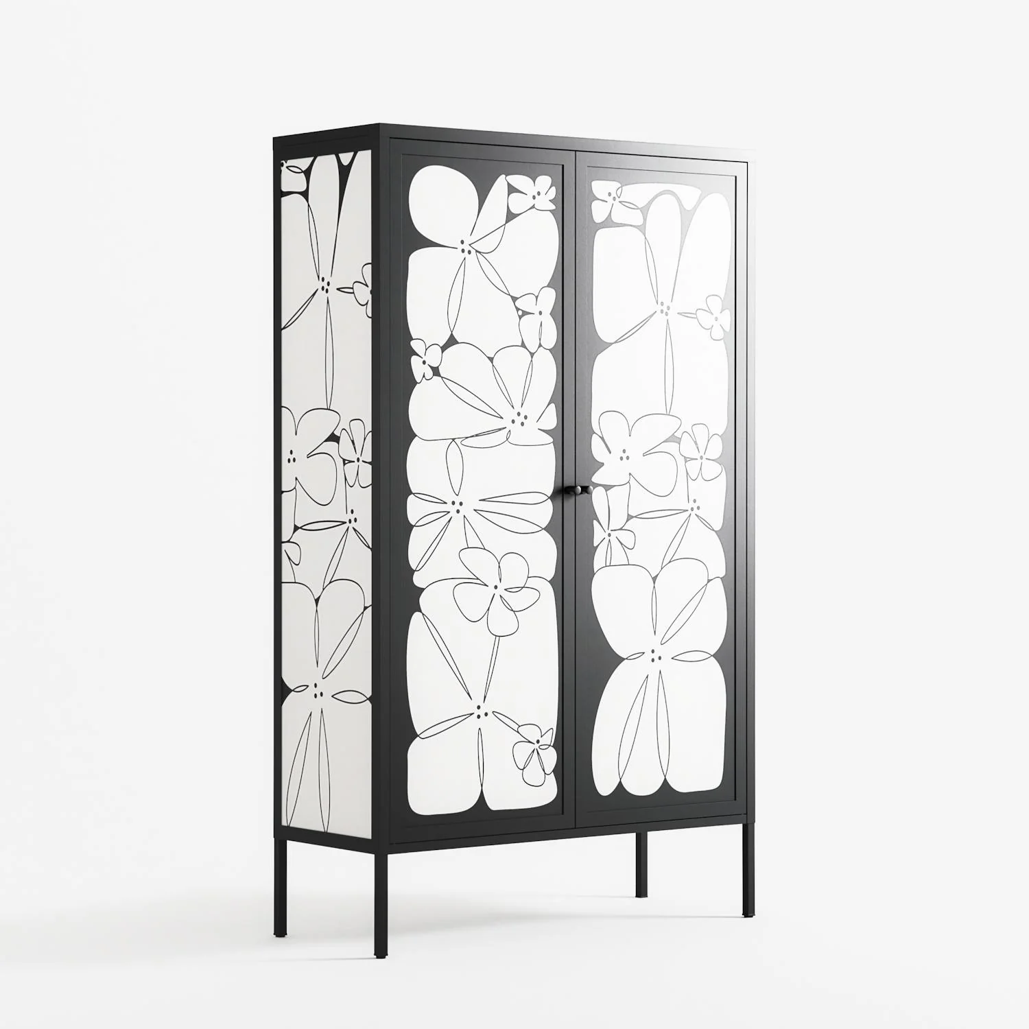 White Flowers - Cabinet - Konrad Blaszczyk - Antracite - Overlay Metal - Image 4