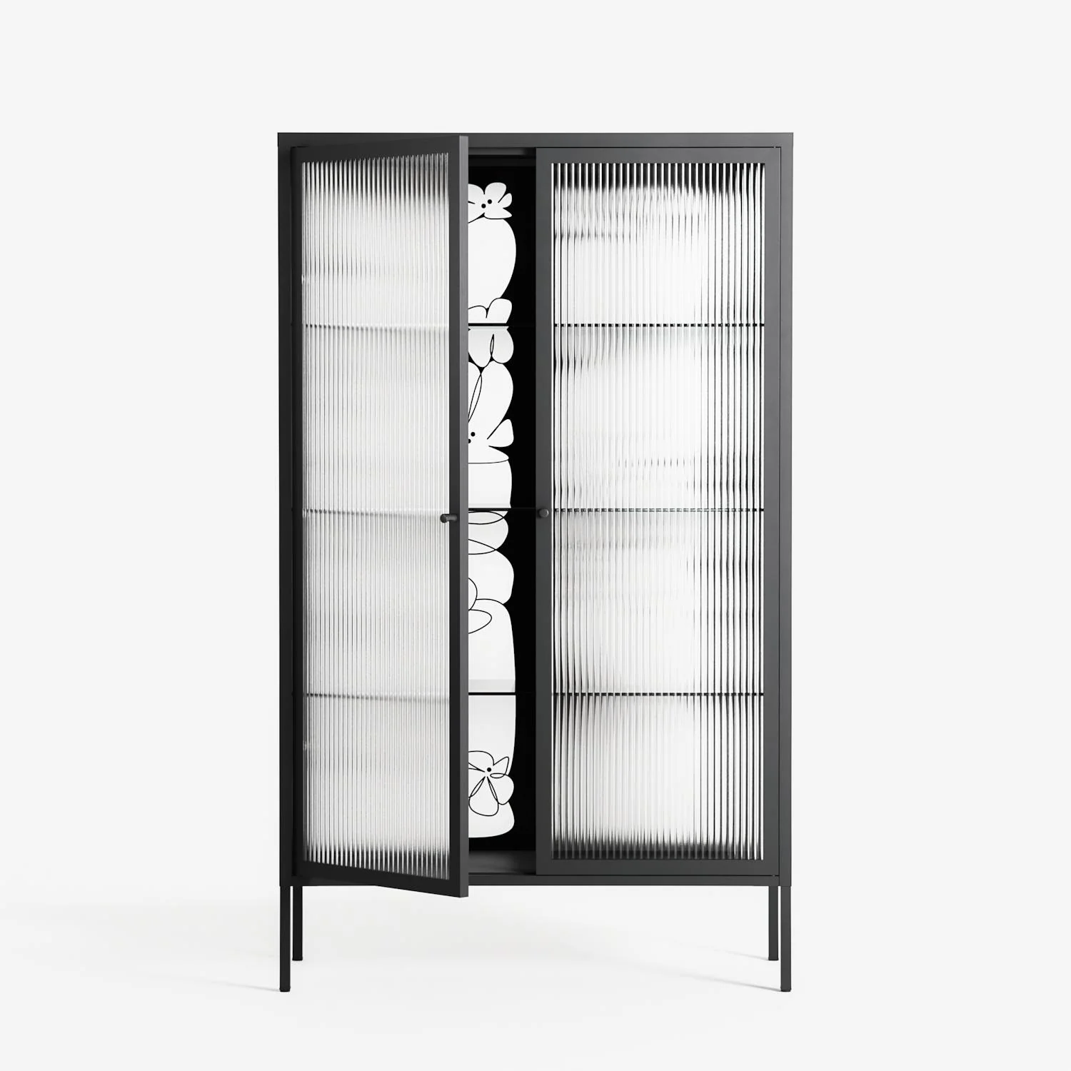 White Flowers - Cabinet - Konrad Blaszczyk - Antracite - Reeded glass - Image 2