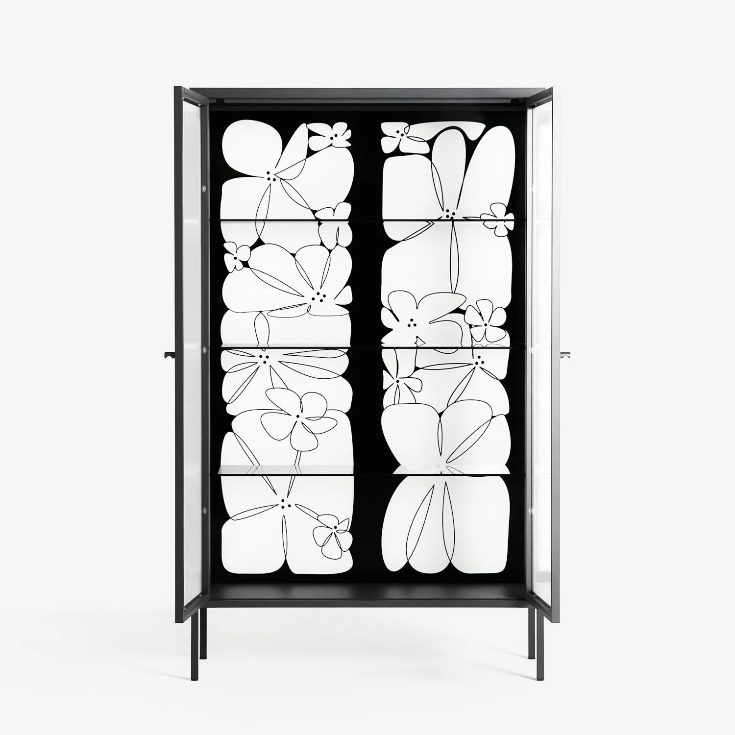 White Flowers - Cabinet - Konrad Blaszczyk - Antracite - Reeded glass - Image 3