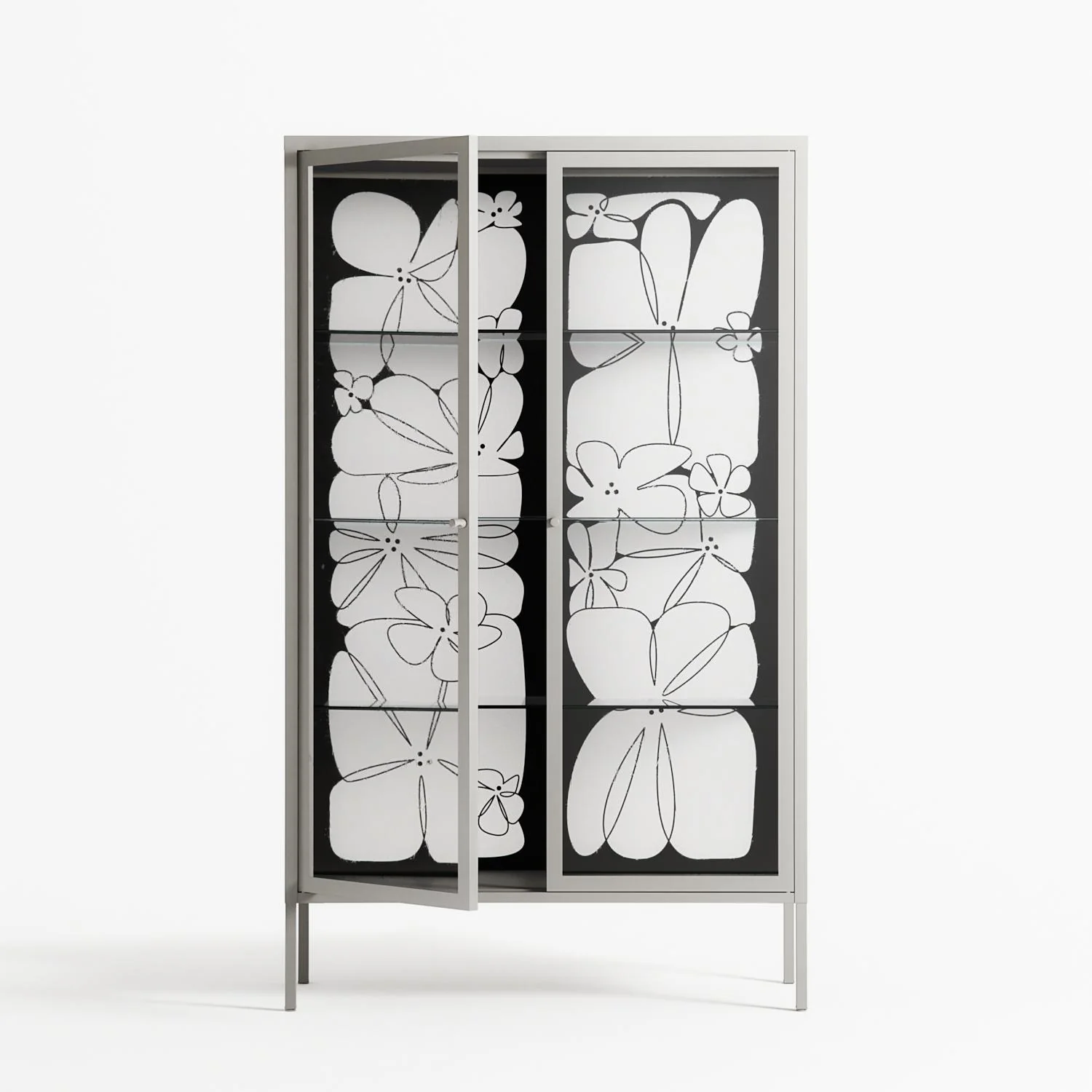 White Flowers - Cabinet - Konrad Blaszczyk - Chalk - Clear glass - Image 2