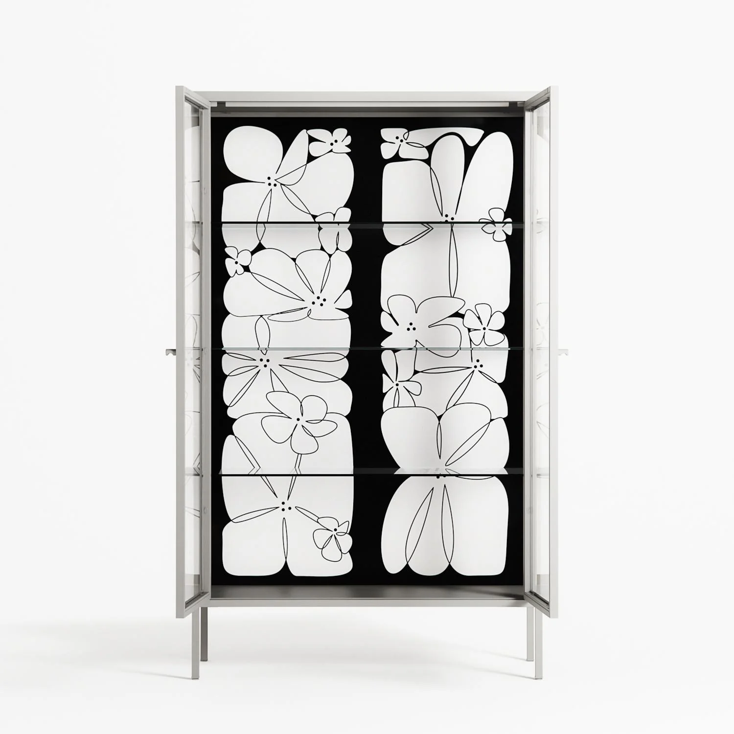 White Flowers - Cabinet - Konrad Blaszczyk - Chalk - Clear glass - Image 3