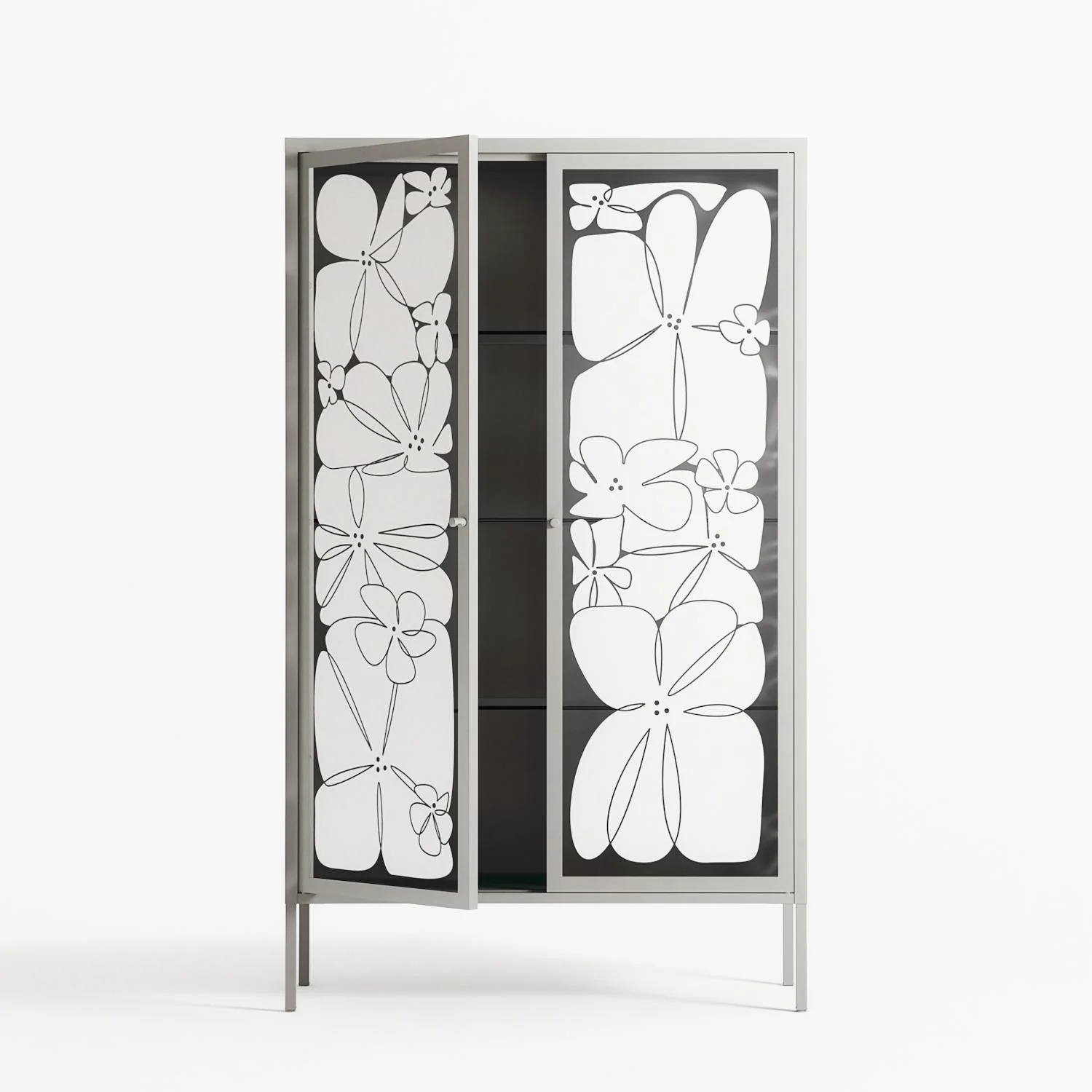 White Flowers - Cabinet - Konrad Blaszczyk - Chalk - Overlay Glass - Image 3