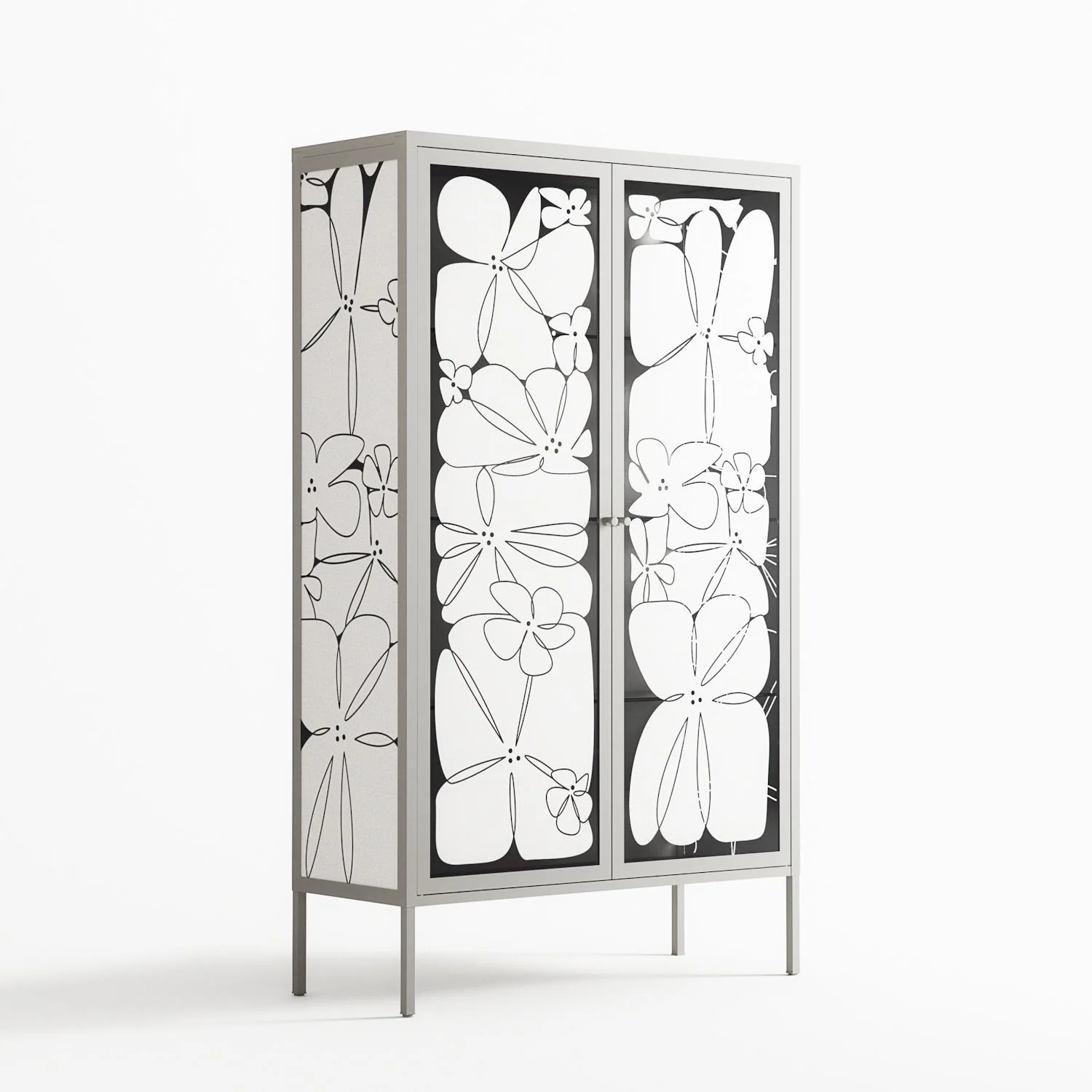 White Flowers - Cabinet - Konrad Blaszczyk - Chalk - Overlay Glass - Image 4