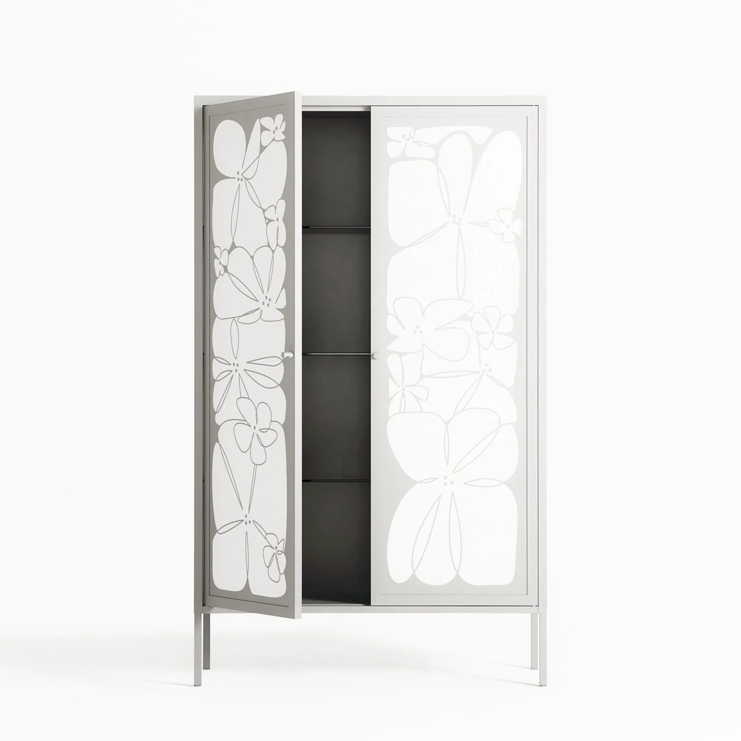 White Flowers - Cabinet - Konrad Blaszczyk - Chalk - Overlay Metal - Image 3
