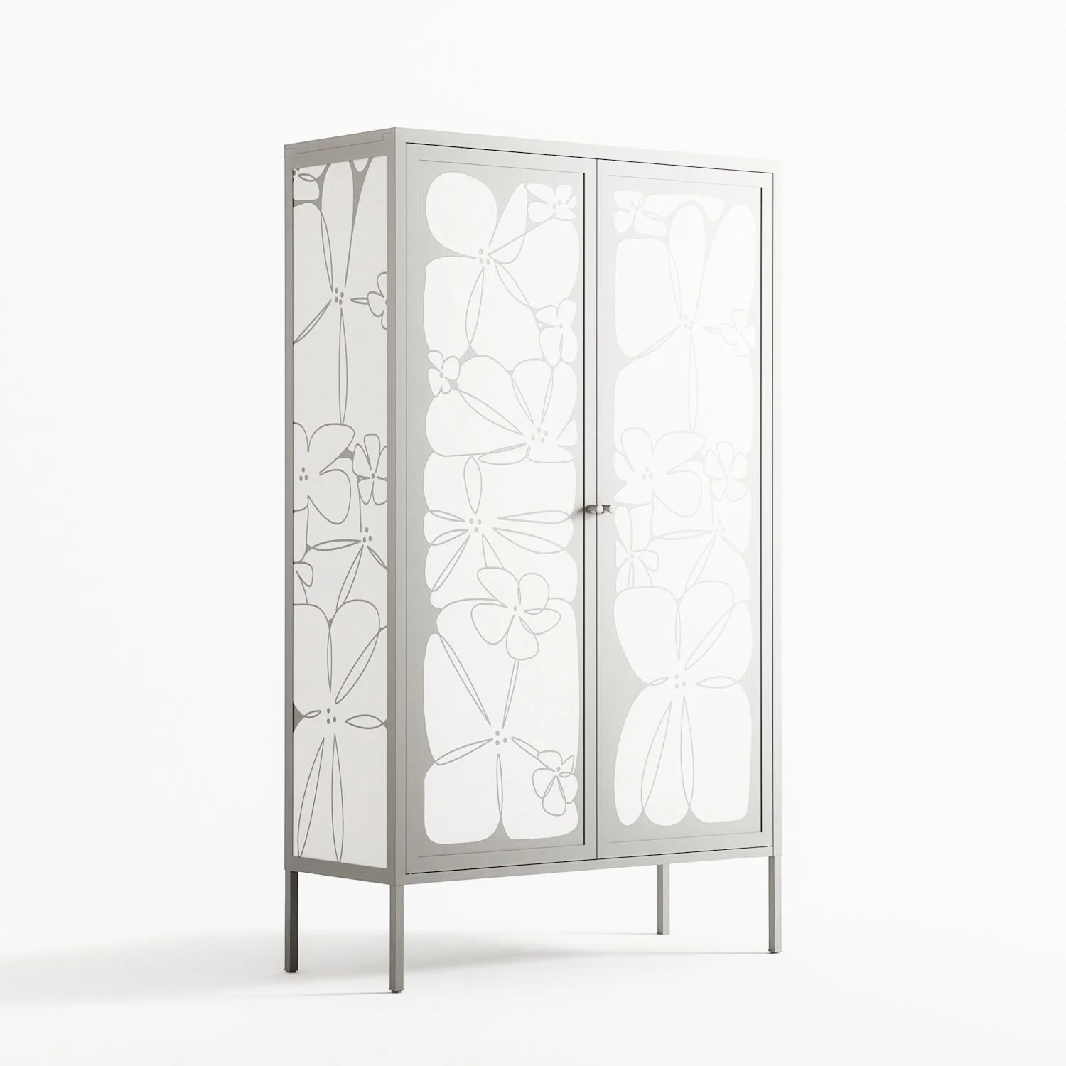 White Flowers - Cabinet - Konrad Blaszczyk - Chalk - Overlay Metal - Image 4