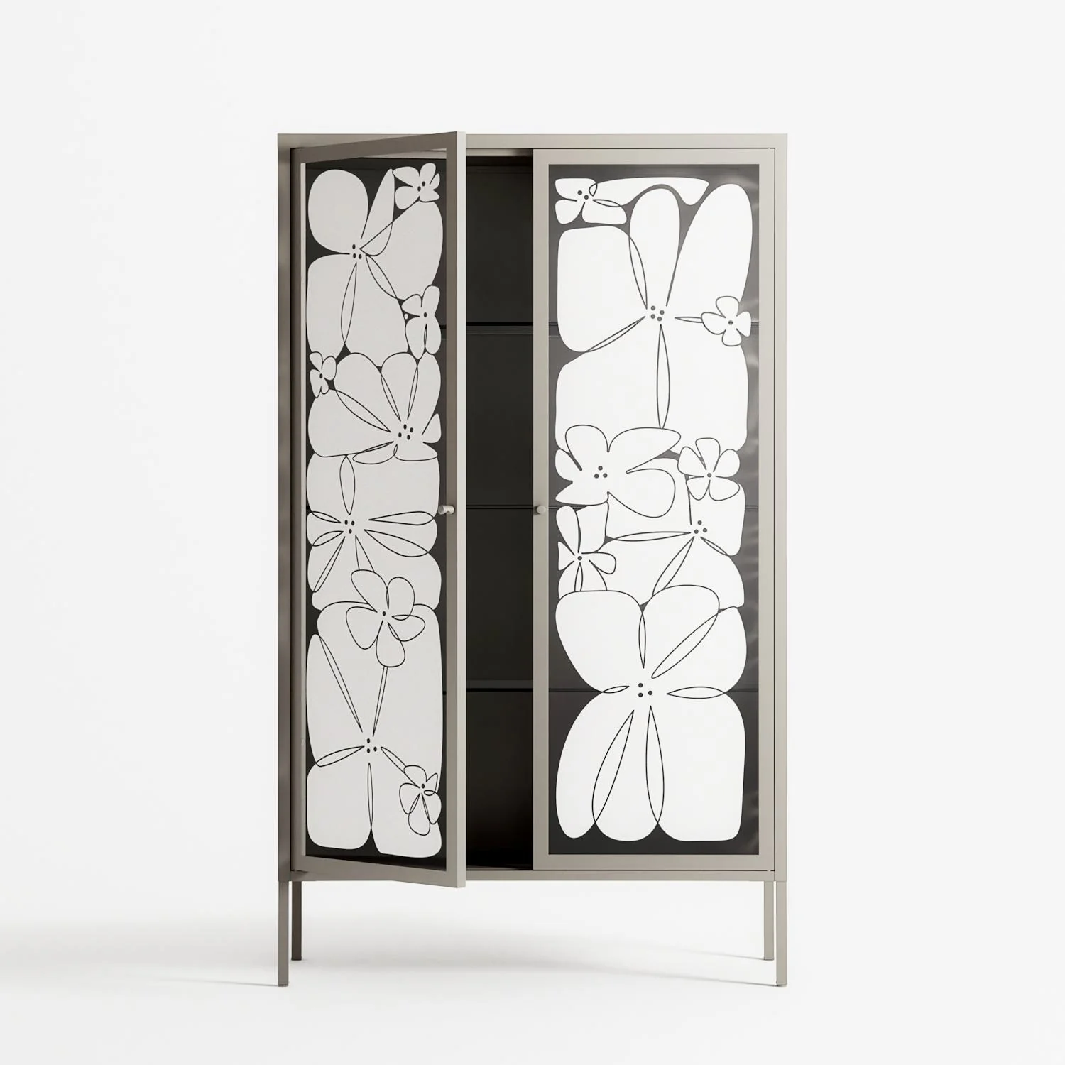 White Flowers - Cabinet - Konrad Blaszczyk - Pebble - Overlay Glass - Image 3