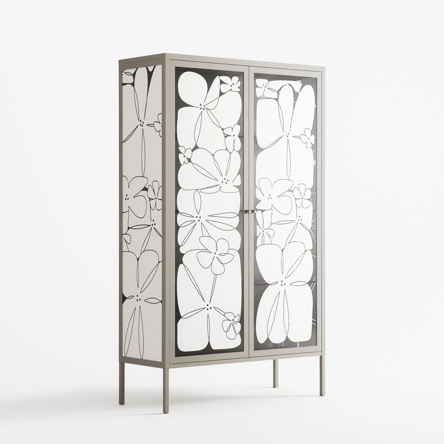 White Flowers - Cabinet - Konrad Blaszczyk - Pebble - Overlay Glass - Image 4