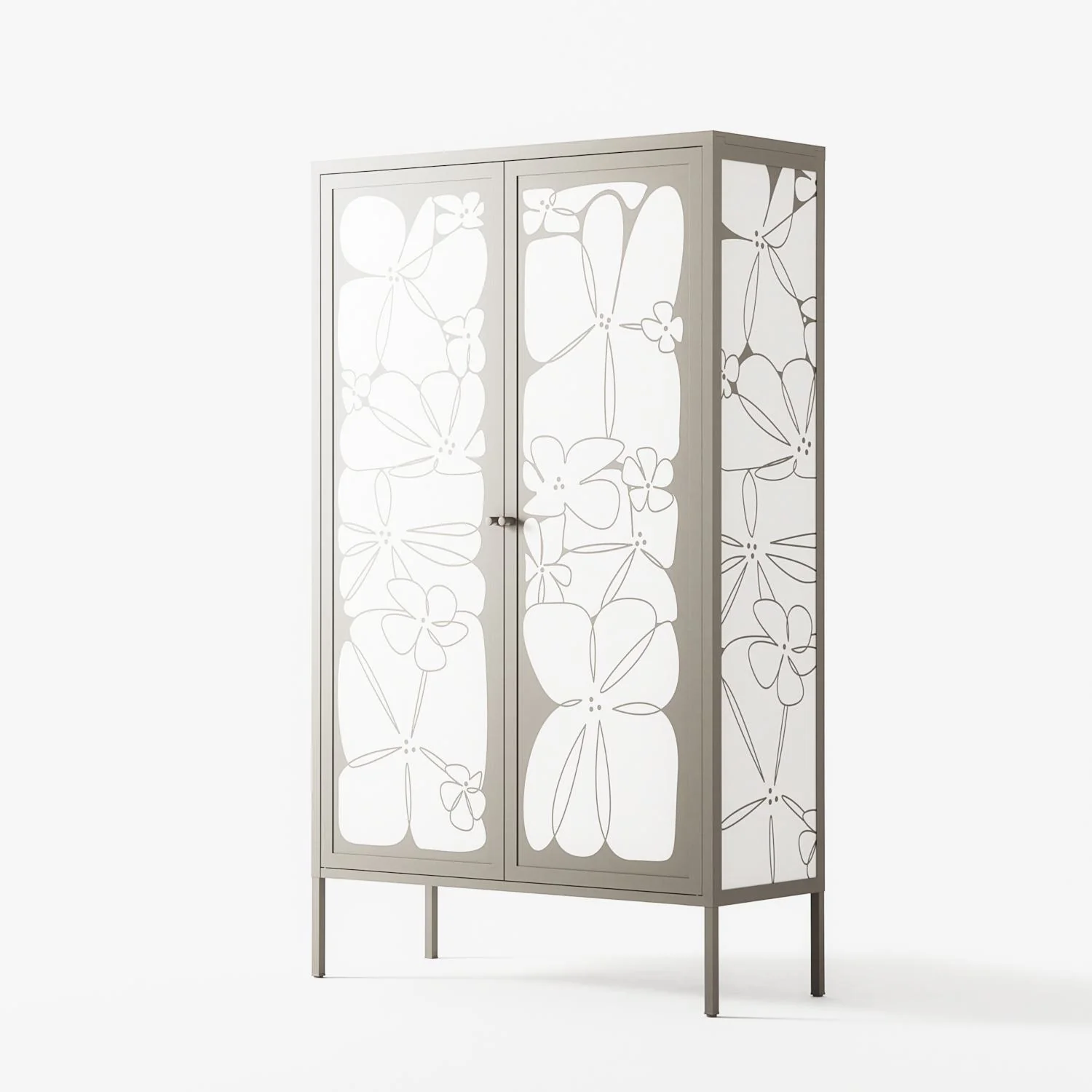 White Flowers - Cabinet - Konrad Blaszczyk - Pebble - Overlay Metal - Image 2