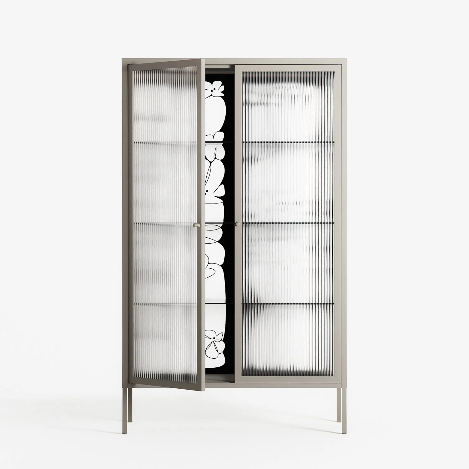 White Flowers - Cabinet - Konrad Blaszczyk - Pebble - Reeded glass - Image 2