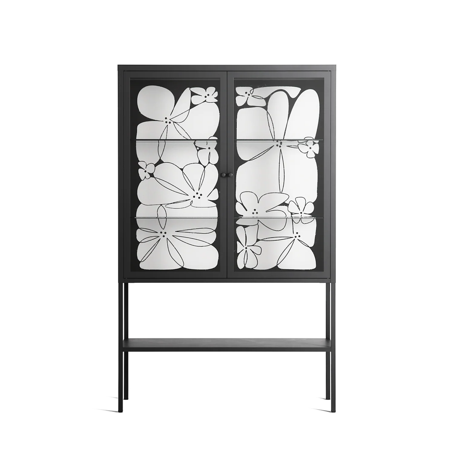 White Flowers - Loft Cabinet - Konrad Blaszczyk - Antracite - Clear glass