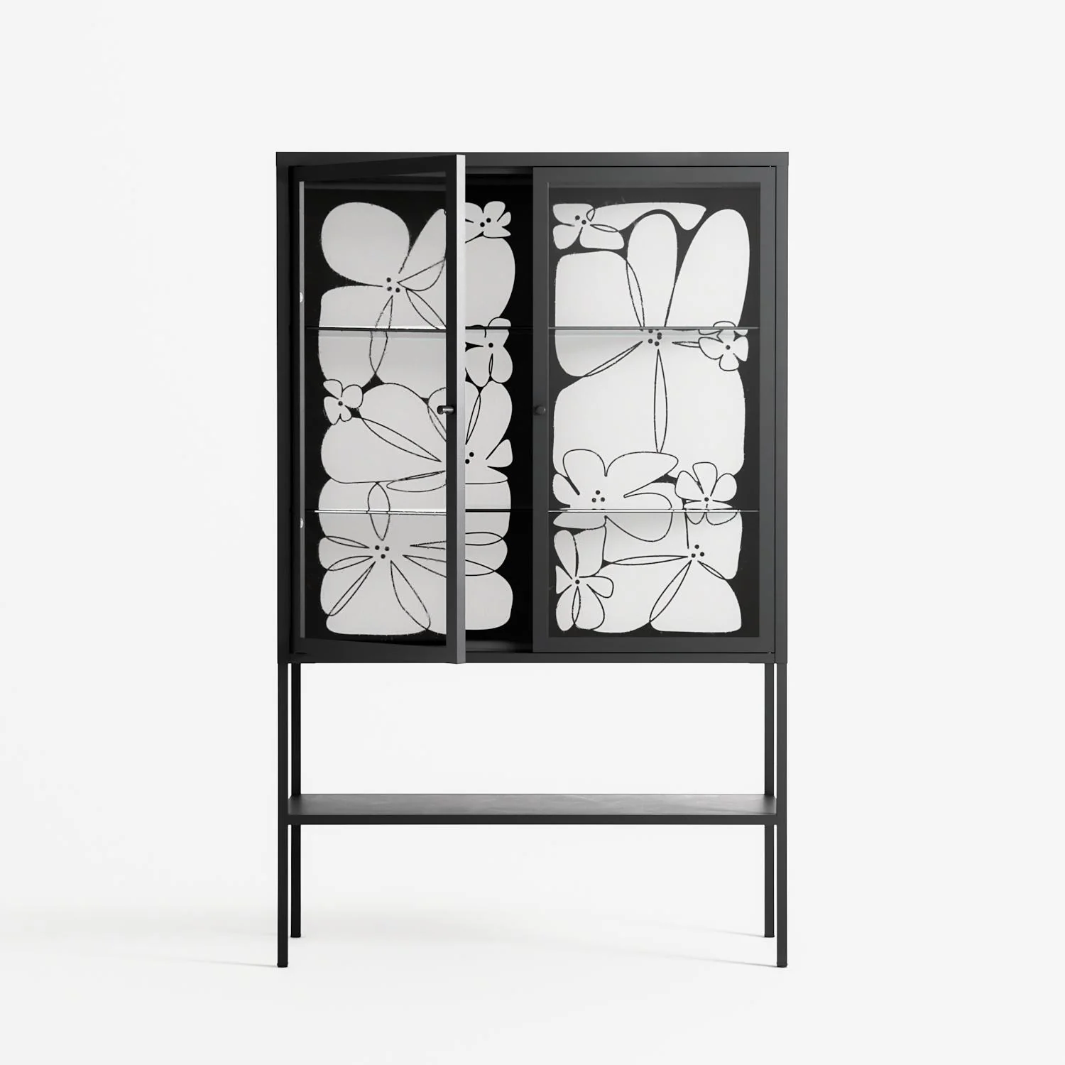 White Flowers - Loft Cabinet - Konrad Blaszczyk - Antracite - Clear glass - Image 2