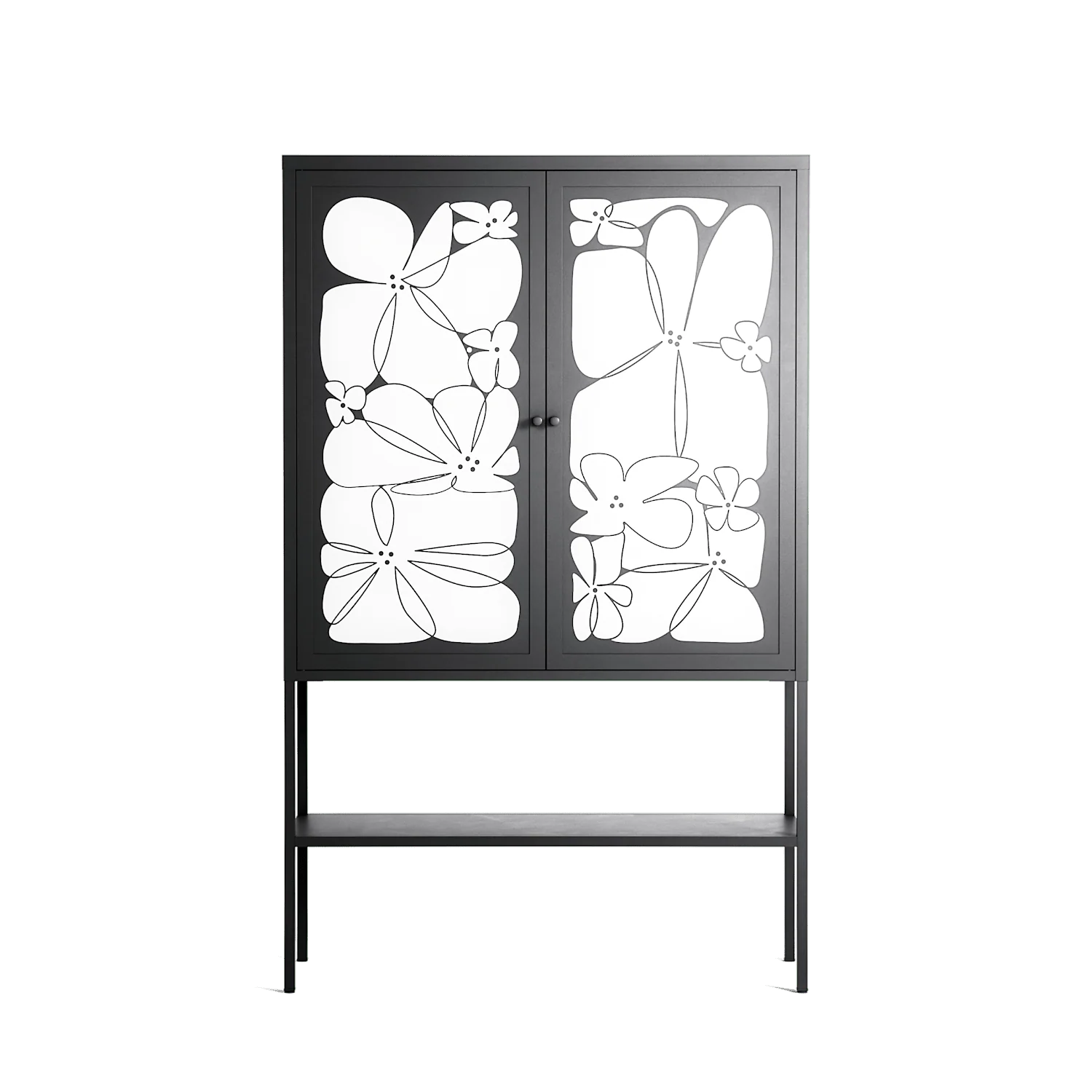 White Flowers - Loft Cabinet - Konrad Blaszczyk - Antracite - Overlay Metal