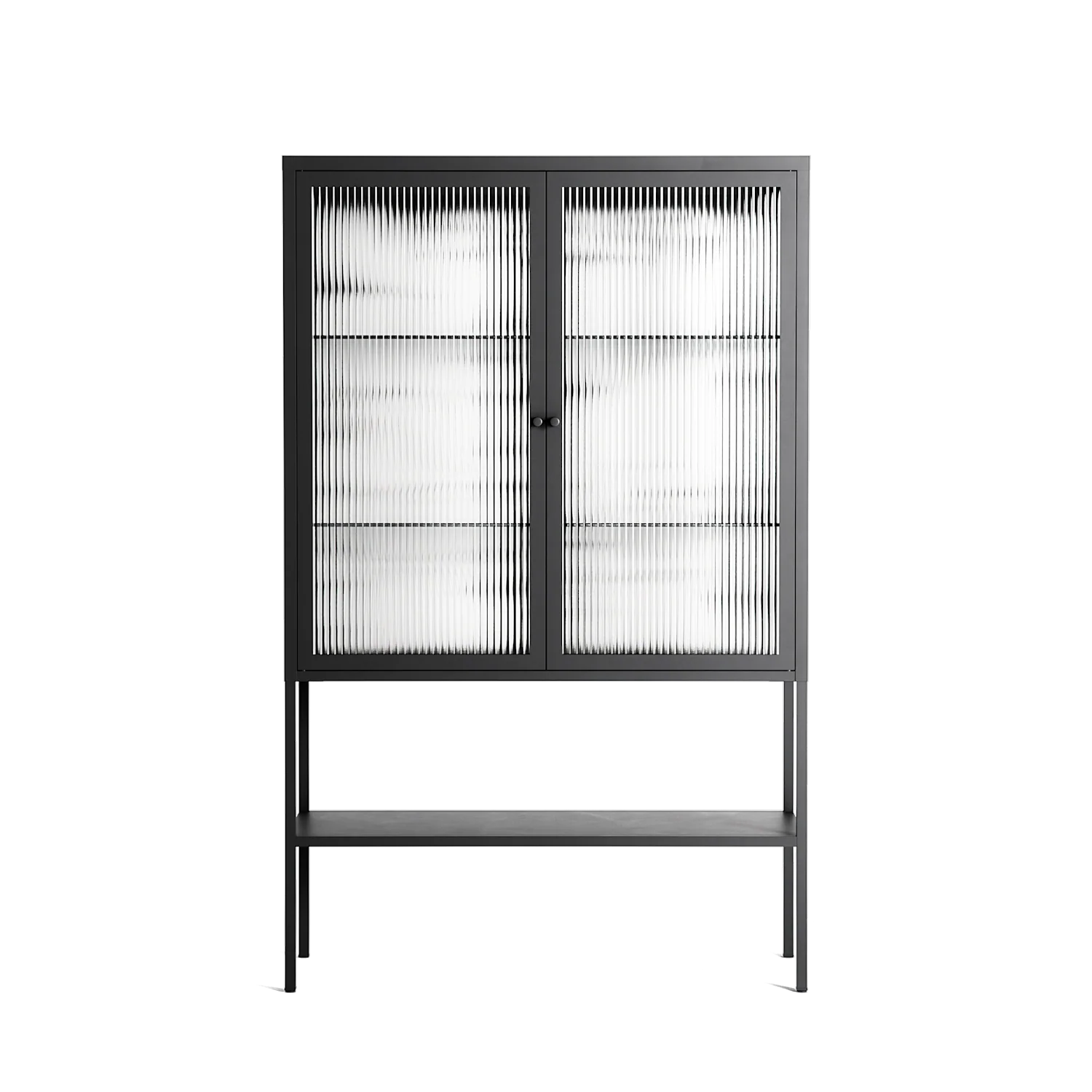 White Flowers - Loft Cabinet - Konrad Blaszczyk - Antracite - Reeded glass