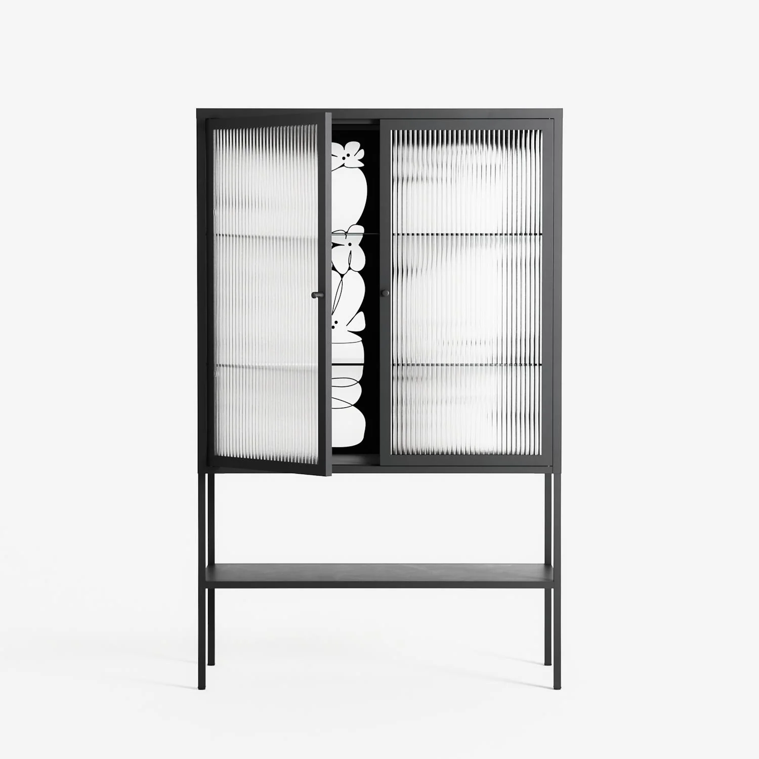 White Flowers - Loft Cabinet - Konrad Blaszczyk - Antracite - Reeded glass - Image 2