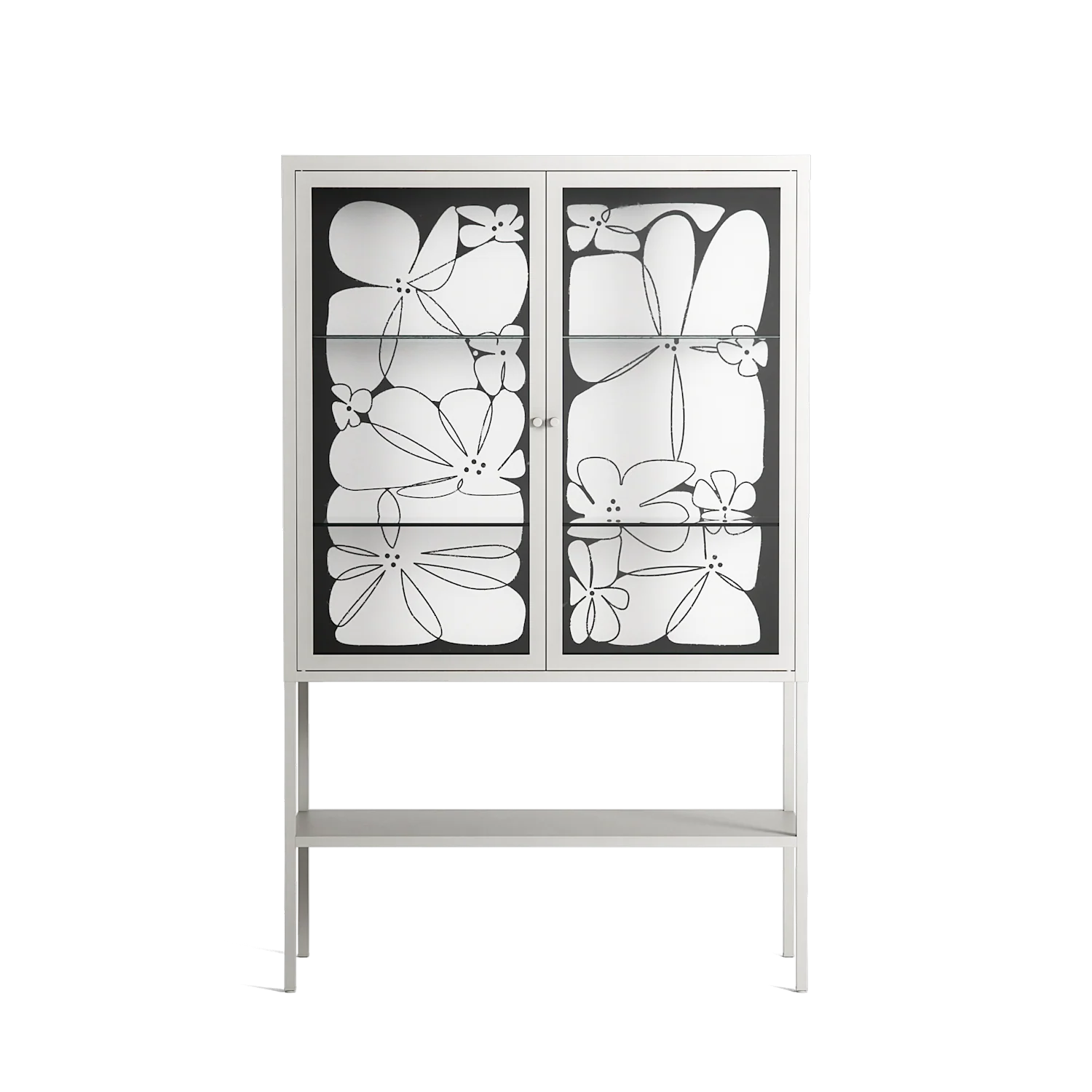White Flowers - Loft Cabinet - Konrad Blaszczyk - Chalk - Clear glass