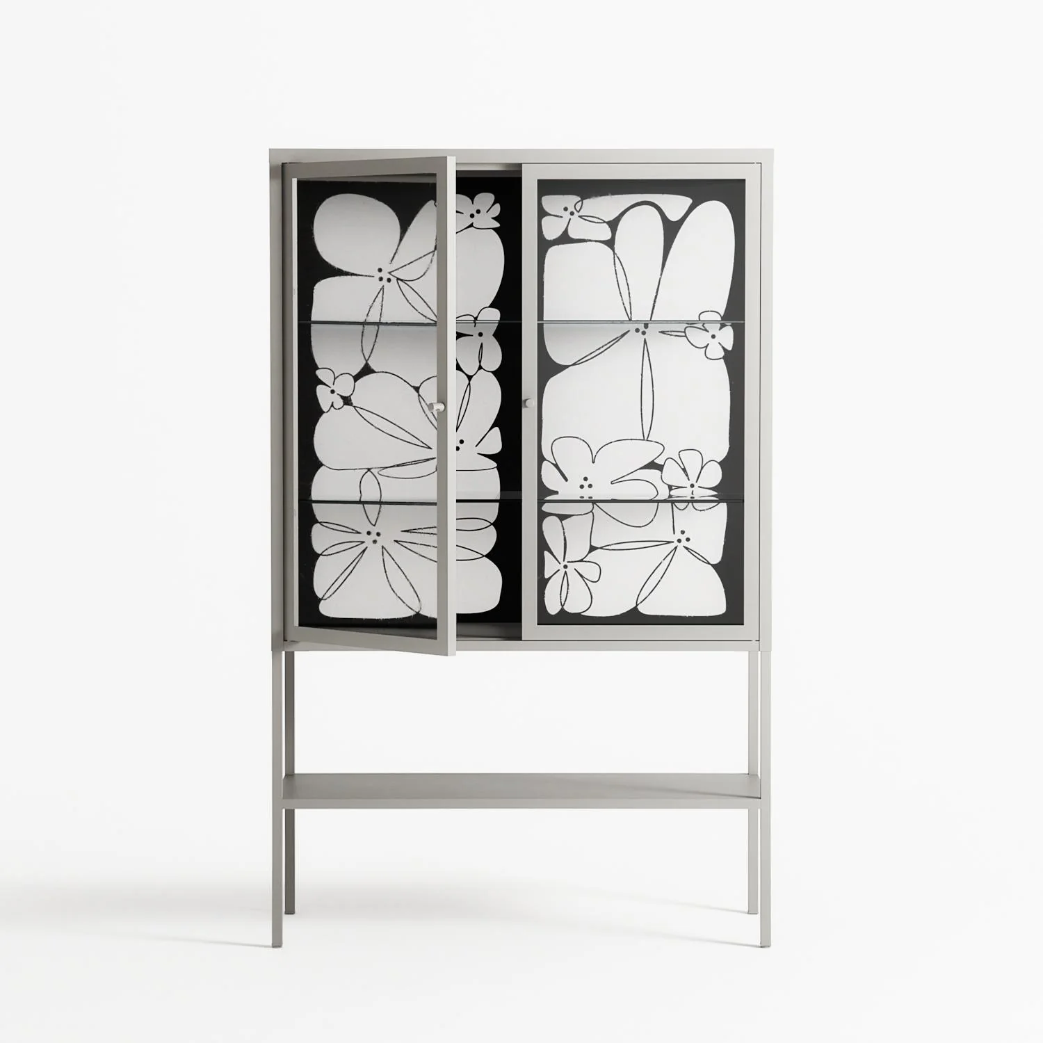 White Flowers - Loft Cabinet - Konrad Blaszczyk - Chalk - Clear glass - Image 2