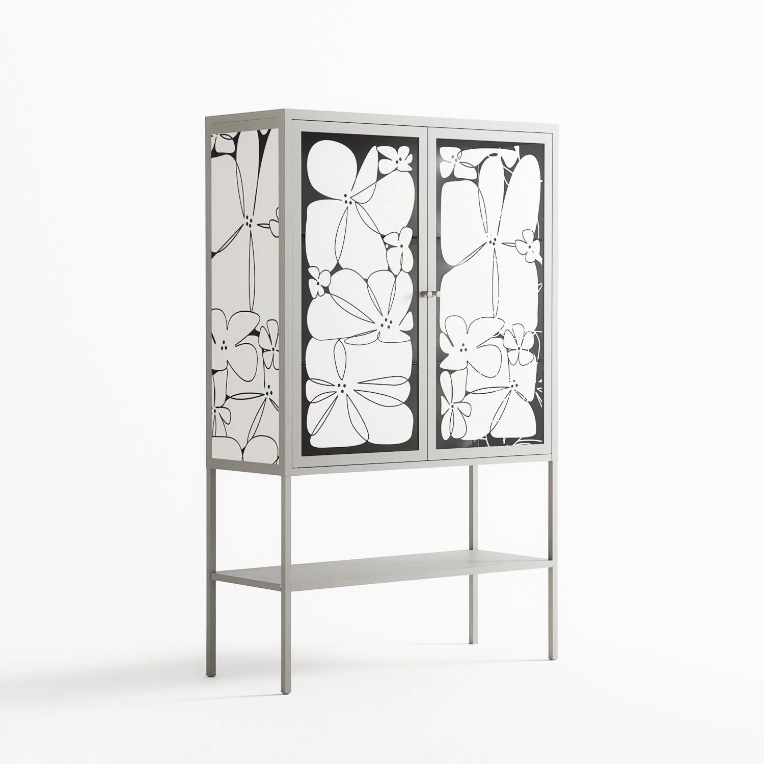 White Flowers - Loft Cabinet - Konrad Blaszczyk - Chalk - Overlay Glass - Image 4