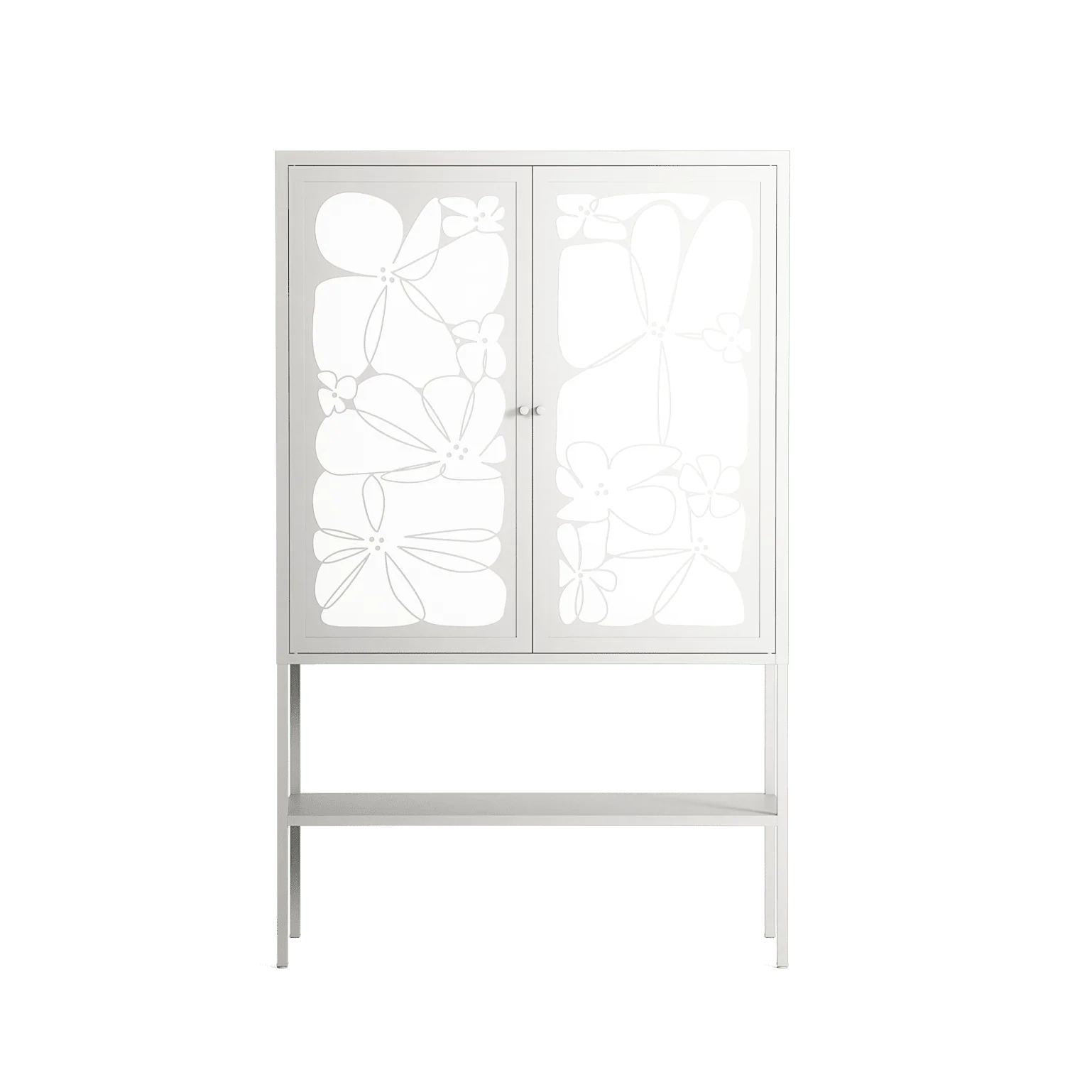 White Flowers - Loft Cabinet - Konrad Blaszczyk - Chalk - Overlay Metal