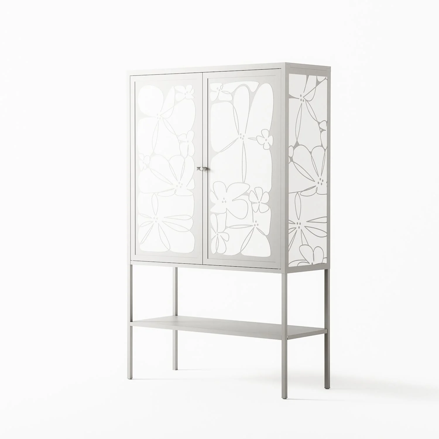 White Flowers - Loft Cabinet - Konrad Blaszczyk - Chalk - Overlay Metal - Image 2