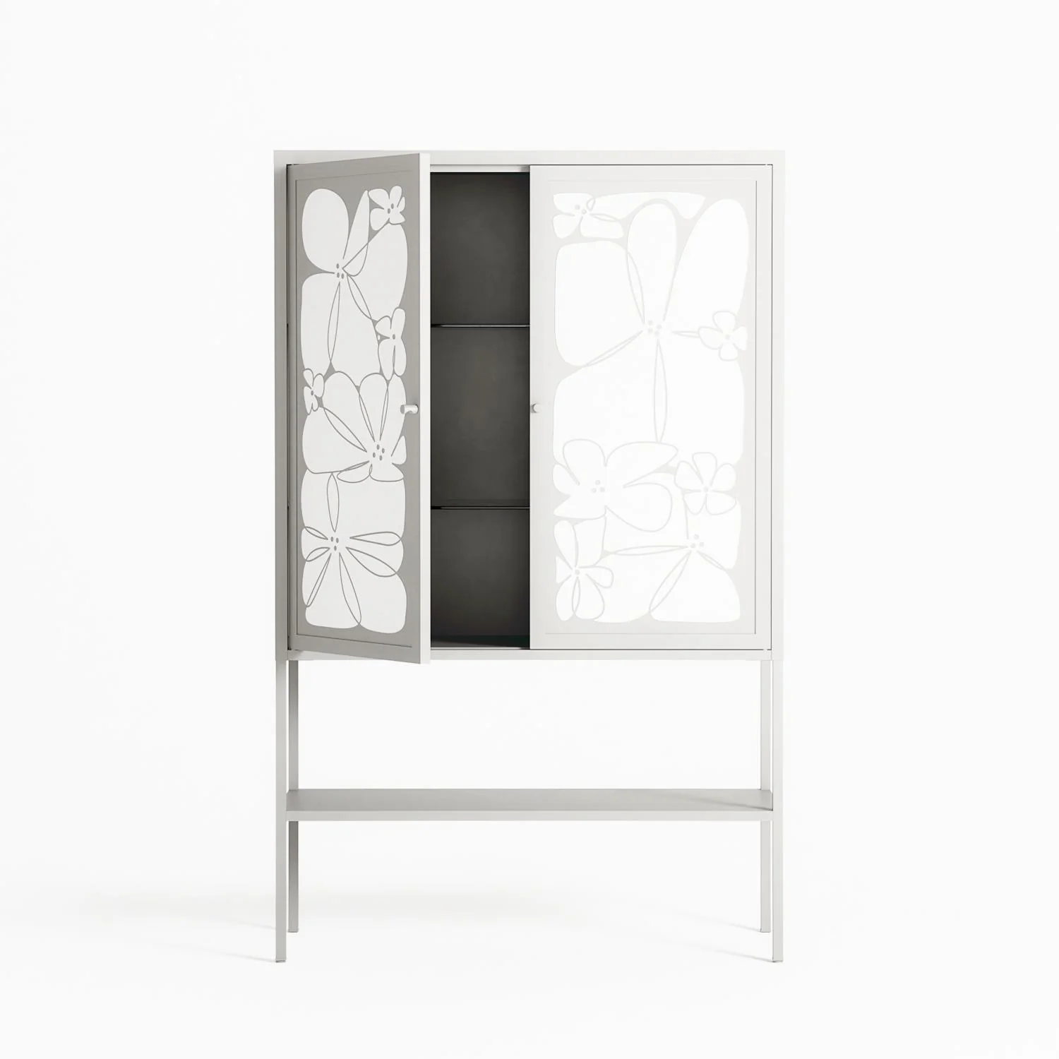 White Flowers - Loft Cabinet - Konrad Blaszczyk - Chalk - Overlay Metal - Image 3