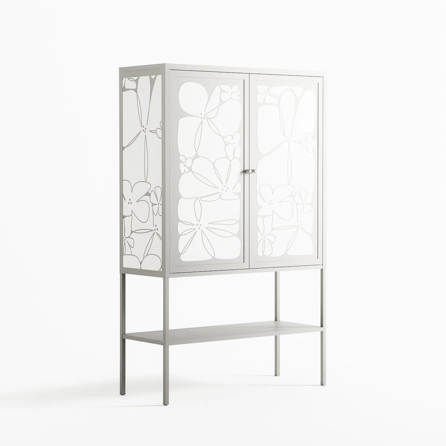 White Flowers - Loft Cabinet - Konrad Blaszczyk - Chalk - Overlay Metal - Image 4