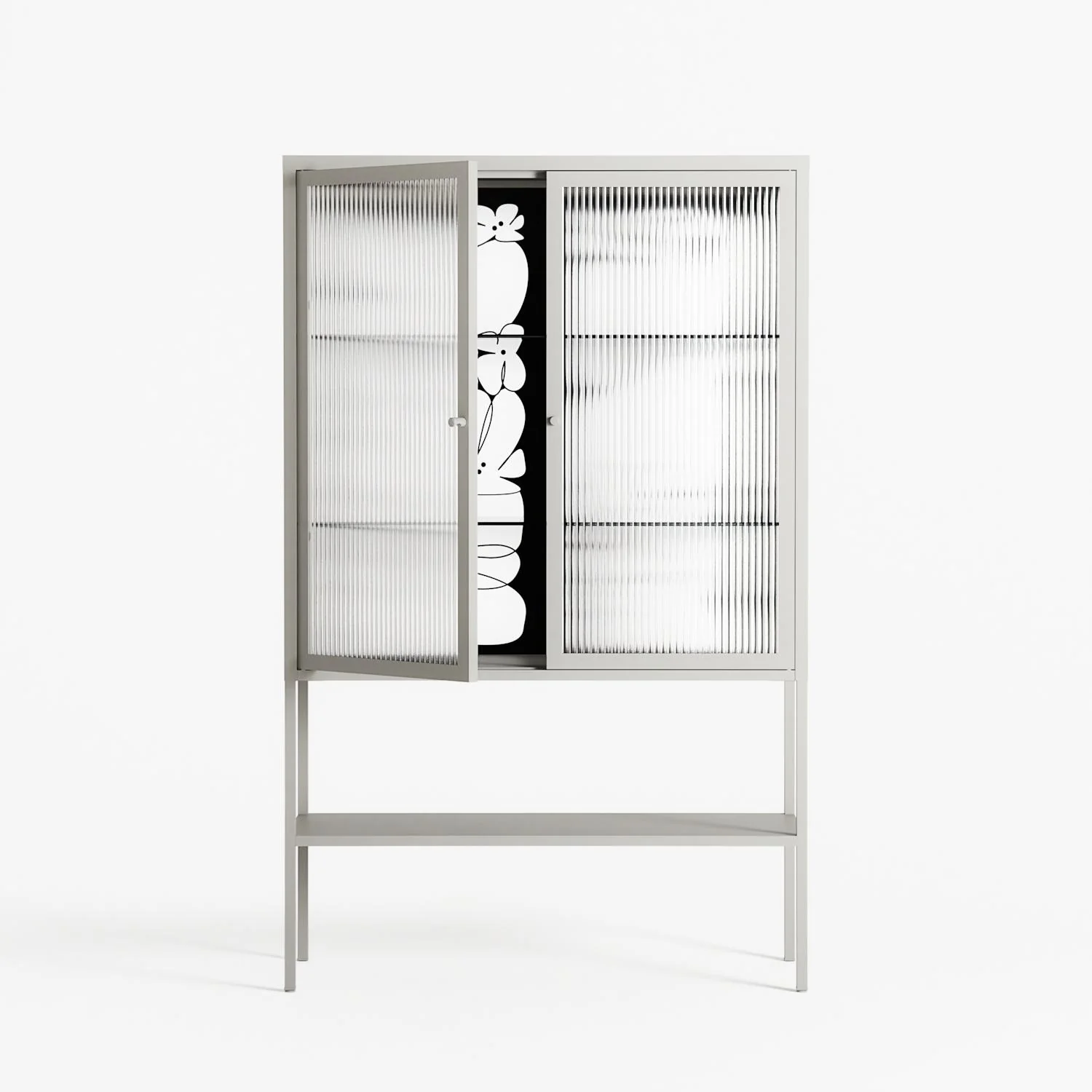 White Flowers - Loft Cabinet - Konrad Blaszczyk - Chalk - Reeded glass - Image 2