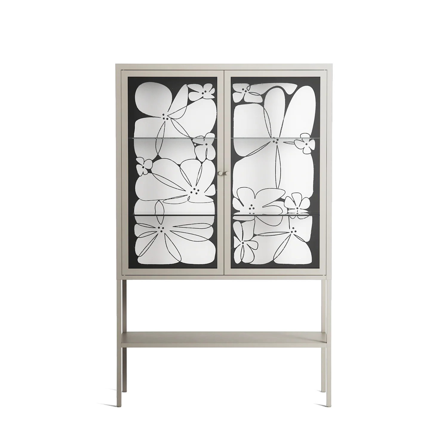 White Flowers - Loft Cabinet - Konrad Blaszczyk - Pebble - Clear glass