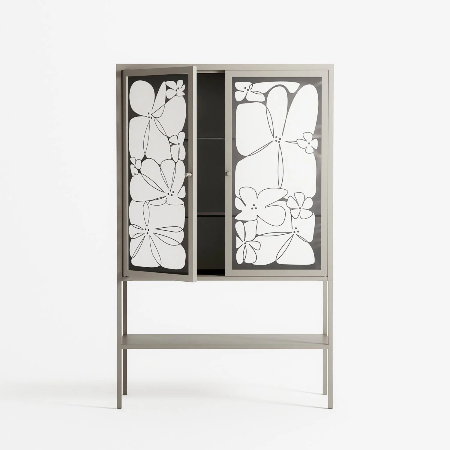 White Flowers - Loft Cabinet - Konrad Blaszczyk - Pebble - Overlay Glass - Image 3