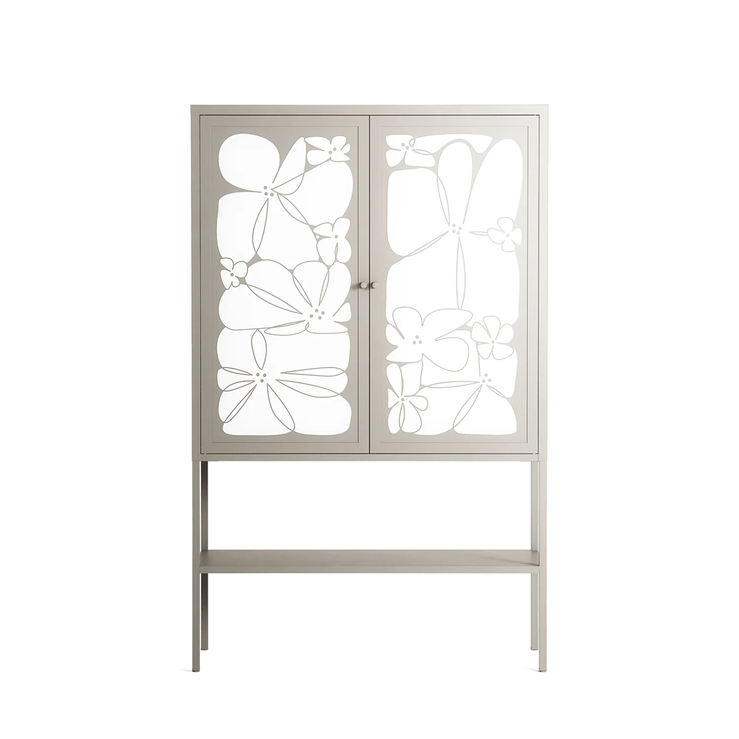 White Flowers - Loft Cabinet - Konrad Blaszczyk - Pebble - Overlay Metal