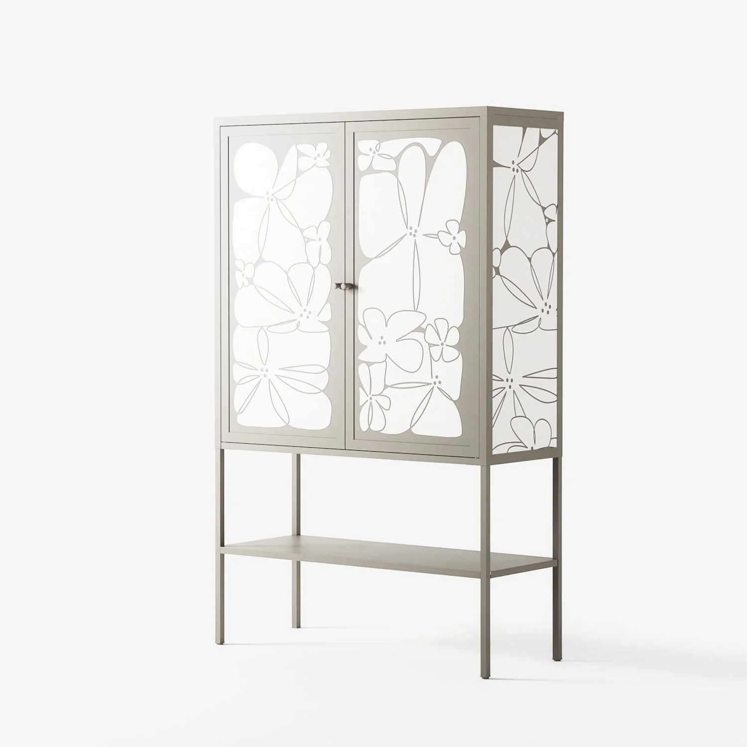 White Flowers - Loft Cabinet - Konrad Blaszczyk - Pebble - Overlay Metal - Image 2