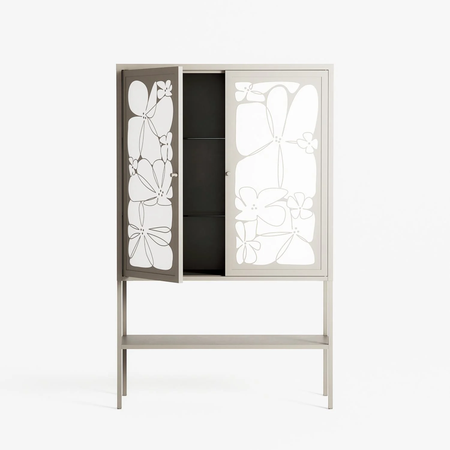 White Flowers - Loft Cabinet - Konrad Blaszczyk - Pebble - Overlay Metal - Image 3