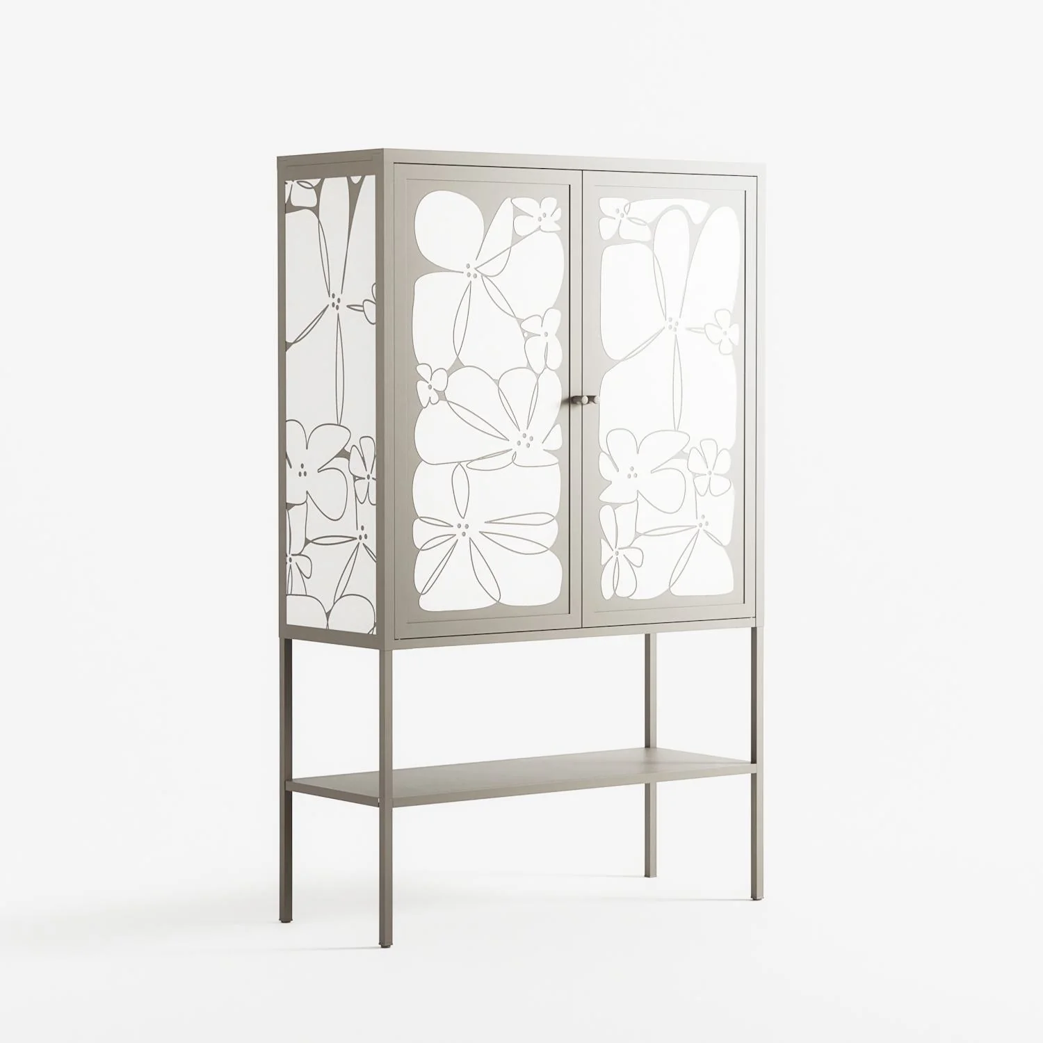 White Flowers - Loft Cabinet - Konrad Blaszczyk - Pebble - Overlay Metal - Image 4