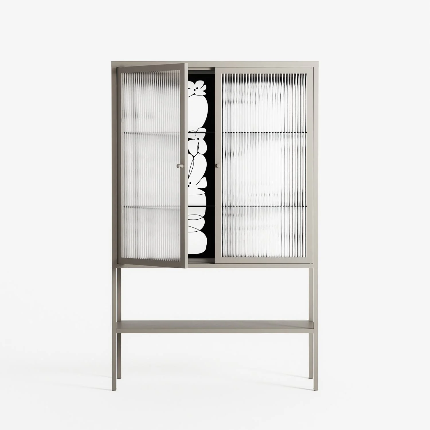 White Flowers - Loft Cabinet - Konrad Blaszczyk - Pebble - Reeded glass - Image 2