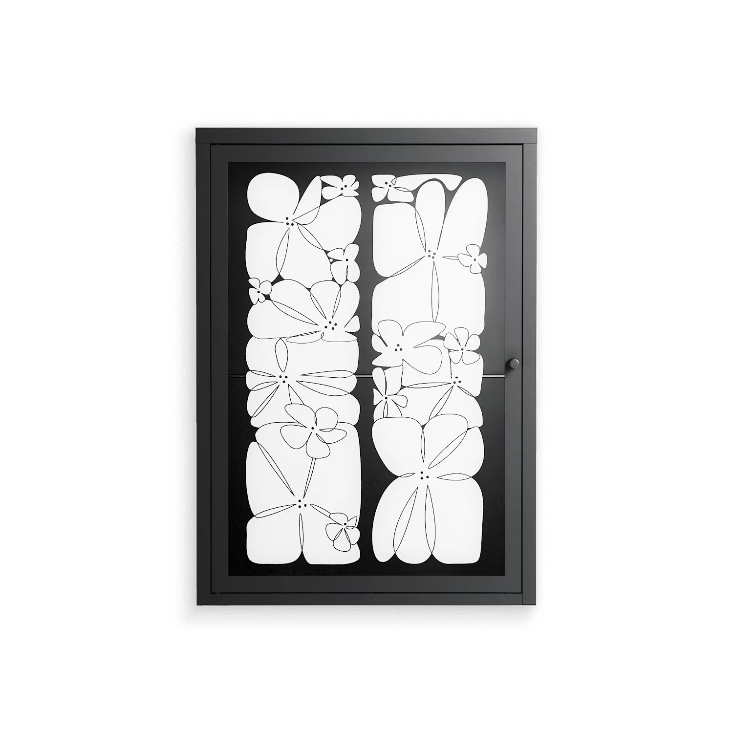 White Flowers - Wall Cabinet - Konrad Blaszczyk - Antracite - Overlay Glass