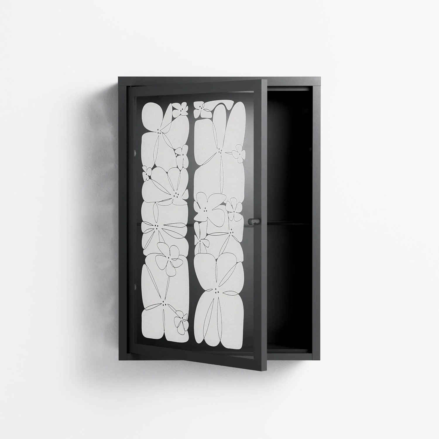 White Flowers - Wall Cabinet - Konrad Blaszczyk - Antracite - Overlay Glass - Image 3