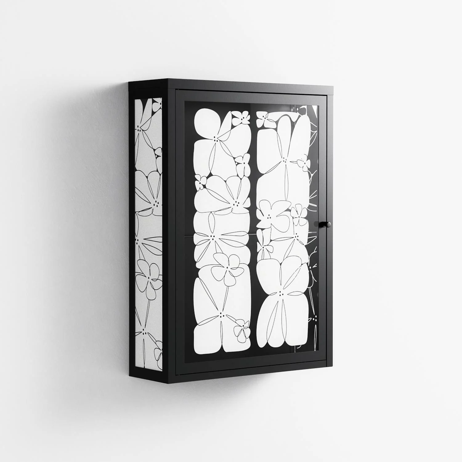 White Flowers - Wall Cabinet - Konrad Blaszczyk - Antracite - Overlay Glass - Image 4