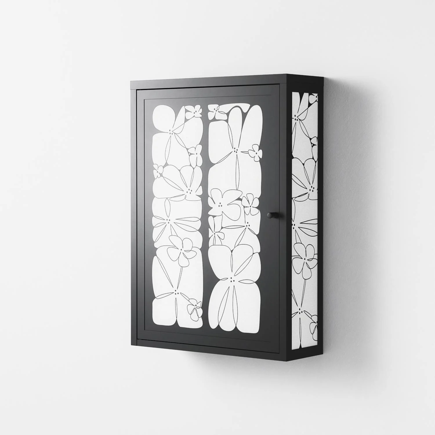 White Flowers - Wall Cabinet - Konrad Blaszczyk - Antracite - Overlay Metal - Image 2