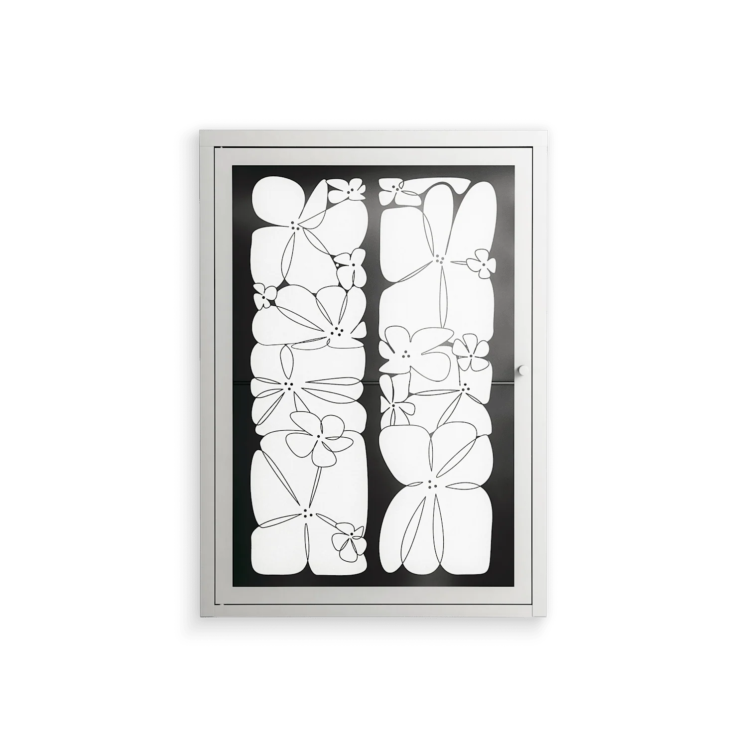 White Flowers - Wall Cabinet - Konrad Blaszczyk - Chalk - Overlay Glass