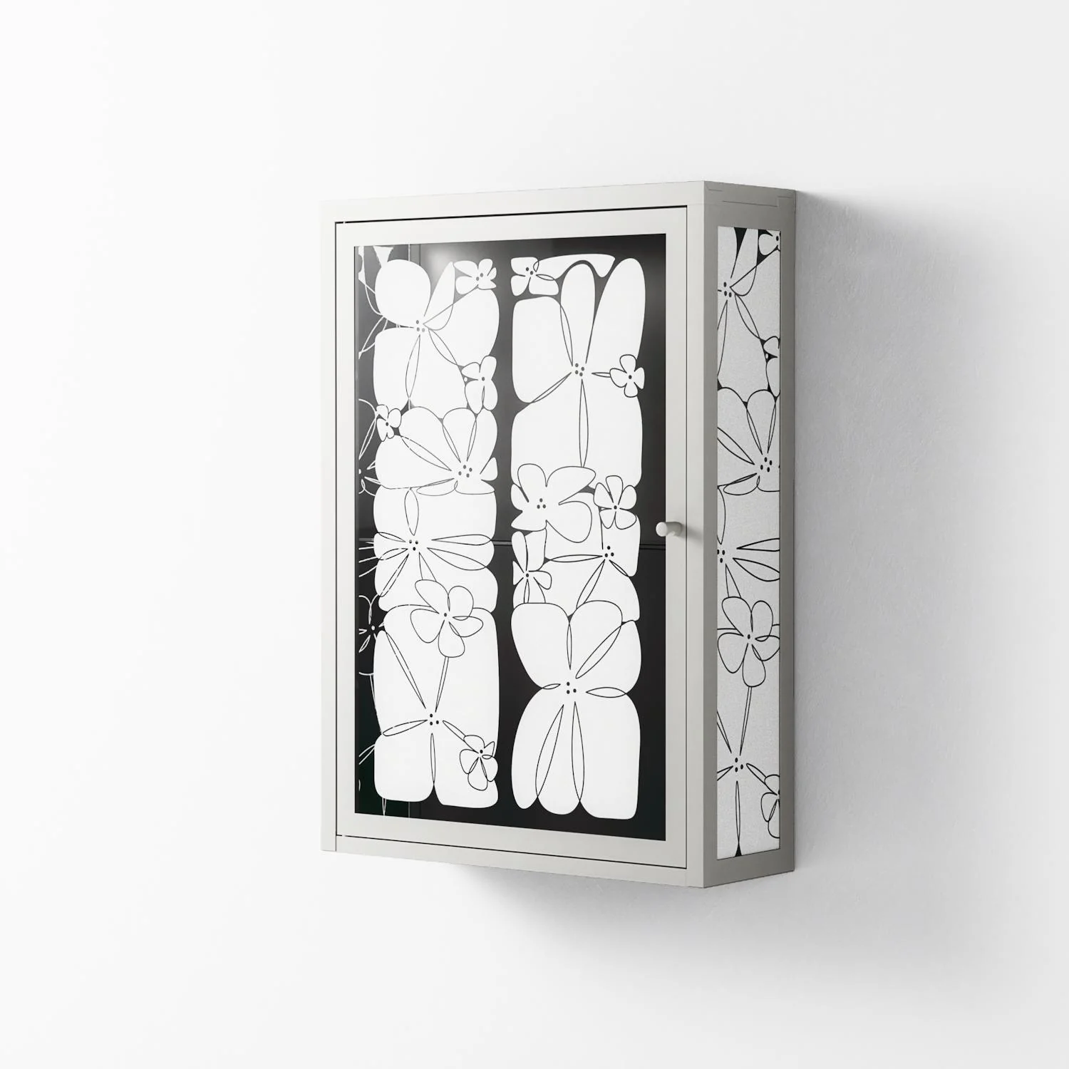 White Flowers - Wall Cabinet - Konrad Blaszczyk - Chalk - Overlay Glass - Image 2