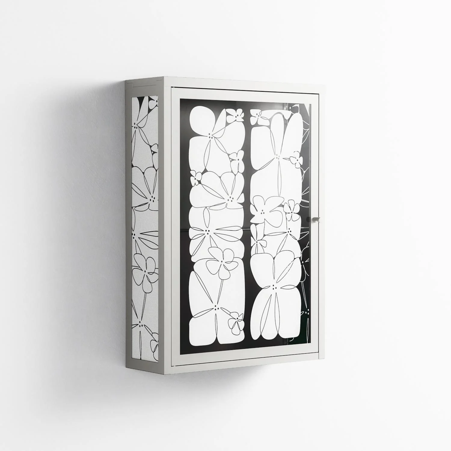 White Flowers - Wall Cabinet - Konrad Blaszczyk - Chalk - Overlay Glass - Image 4