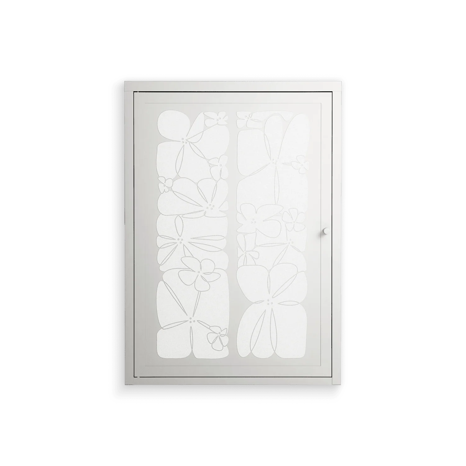 White Flowers - Wall Cabinet - Konrad Blaszczyk - Chalk - Overlay Metal