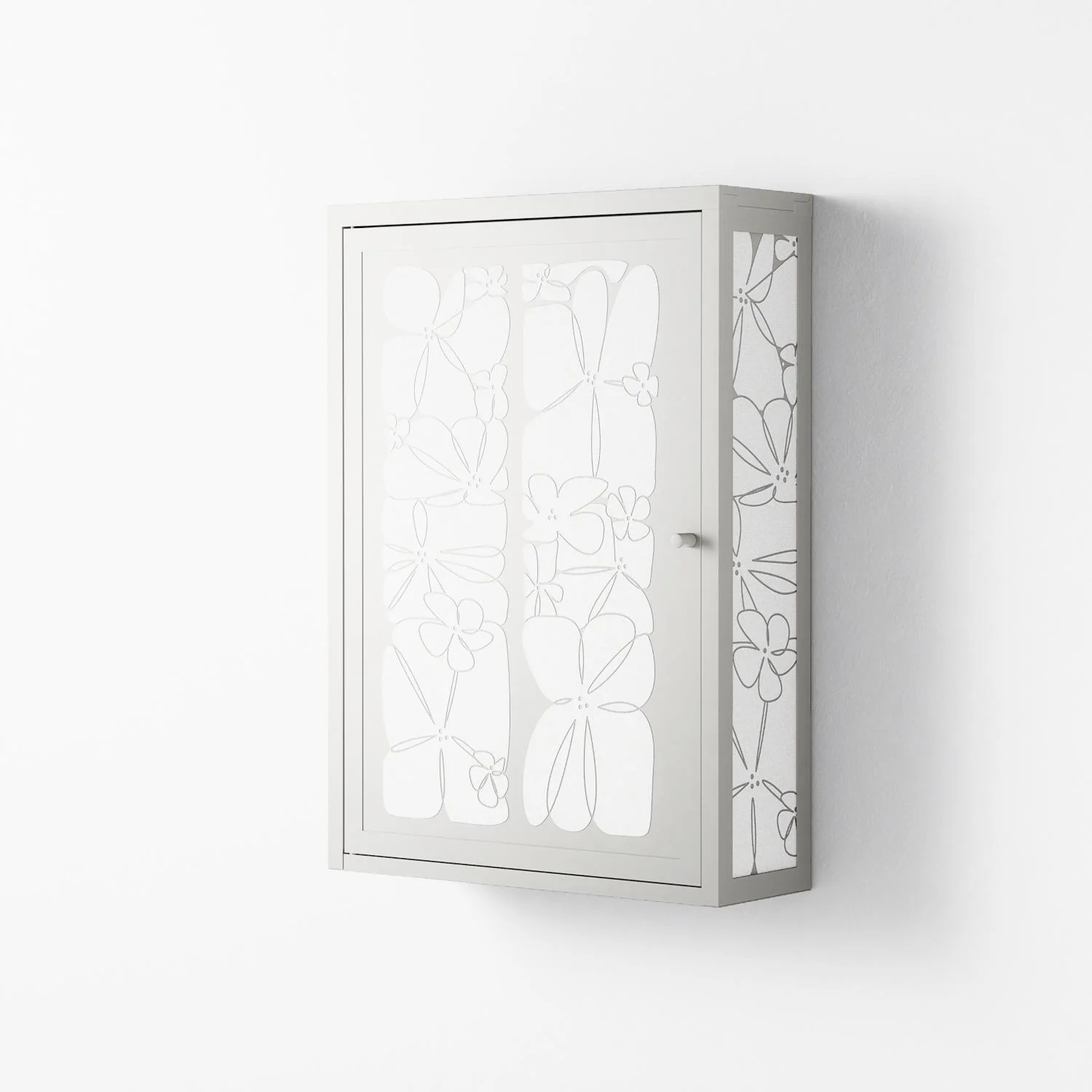 White Flowers - Wall Cabinet - Konrad Blaszczyk - Chalk - Overlay Metal - Image 2