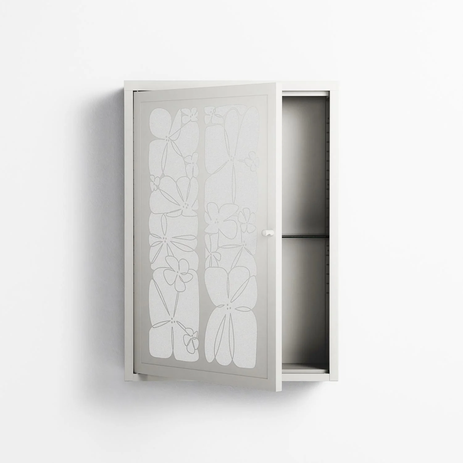 White Flowers - Wall Cabinet - Konrad Blaszczyk - Chalk - Overlay Metal - Image 3